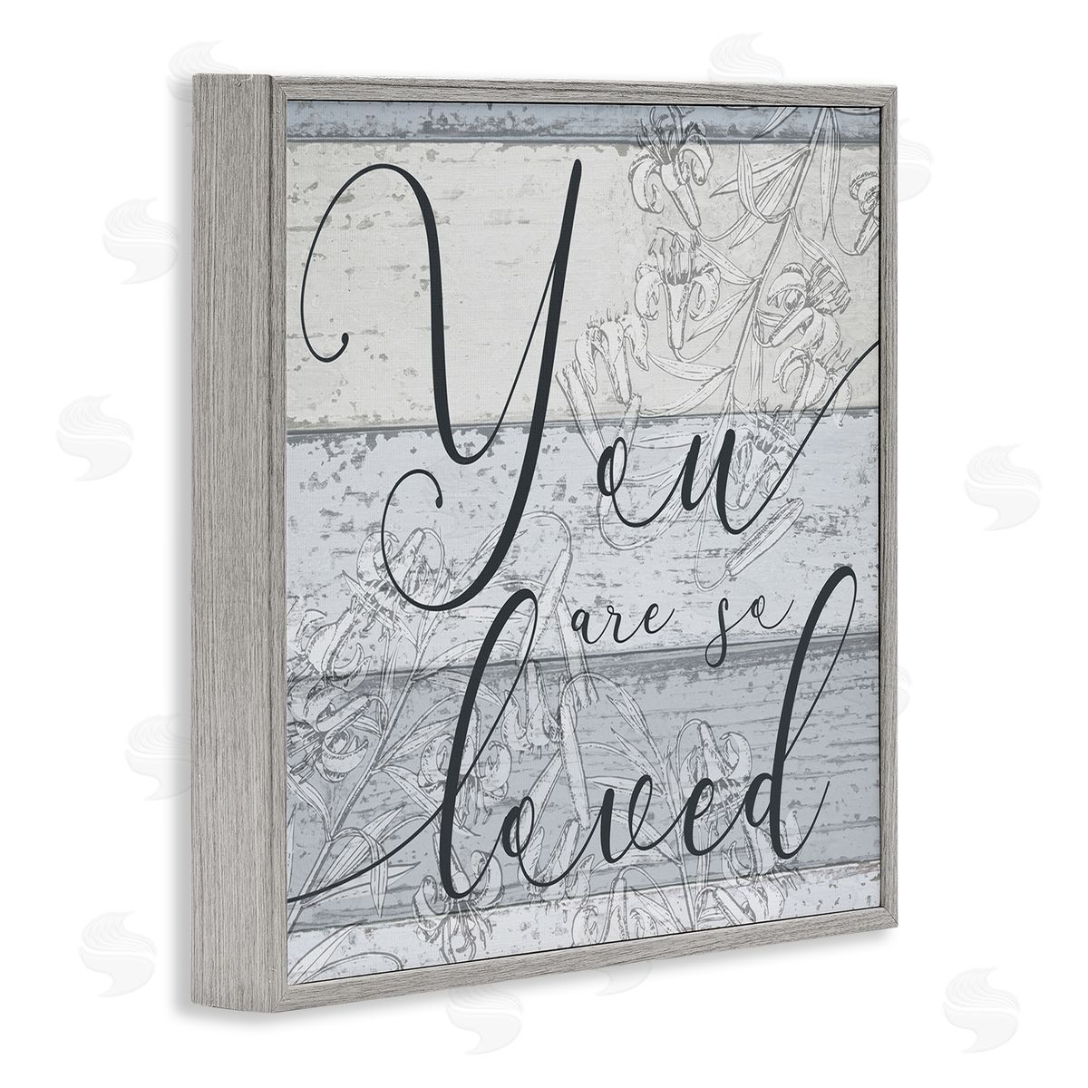 Stupell Studio You Are So Loved Country Florals Gray Framed Glicee Wall Art Print
