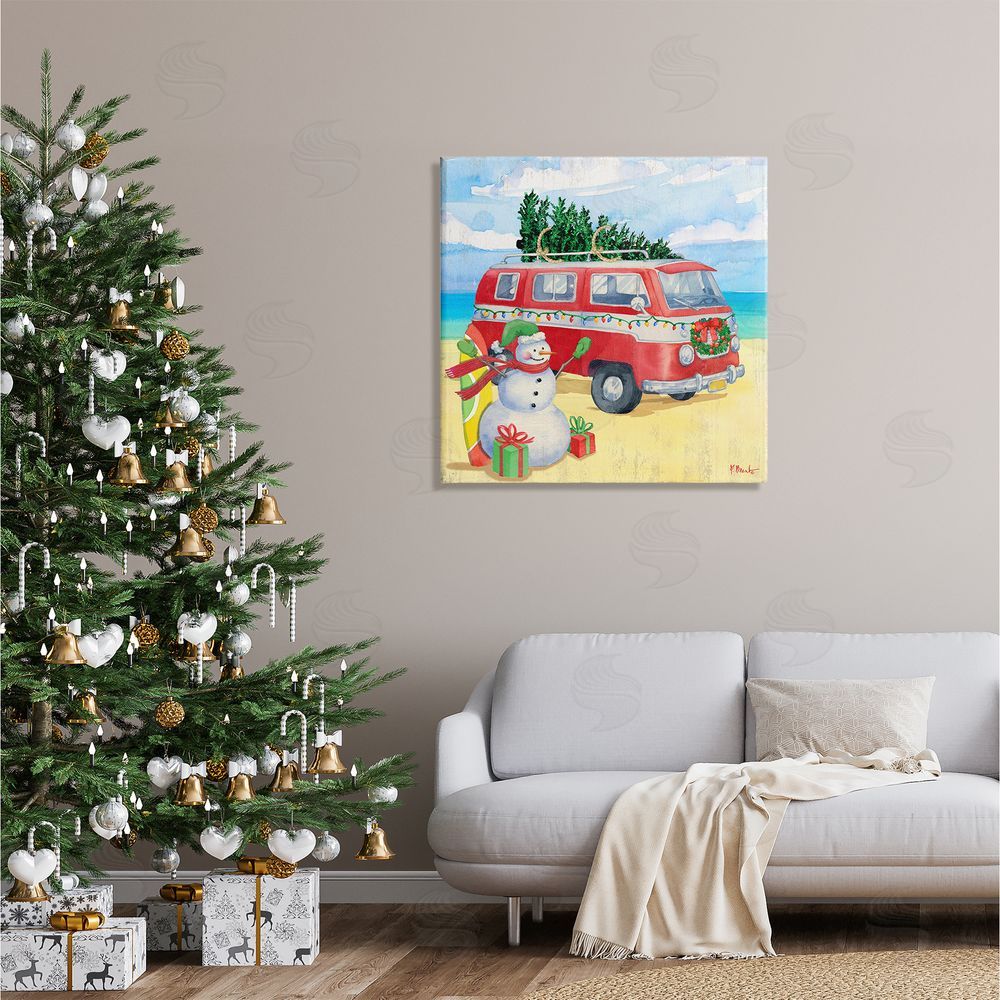 Paul Brent Christmas Beach Nautical Van Canvas Wall Art in Room