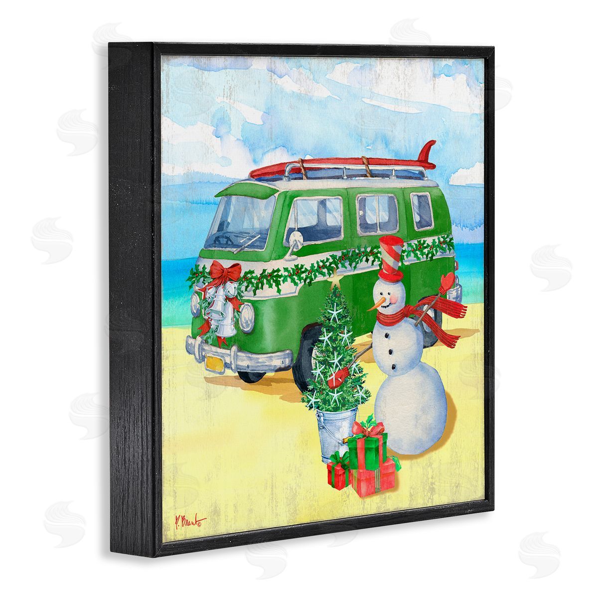 Paul Brent Nautical Christmas Holiday Beach Black Framed Glicee Wall Art Print