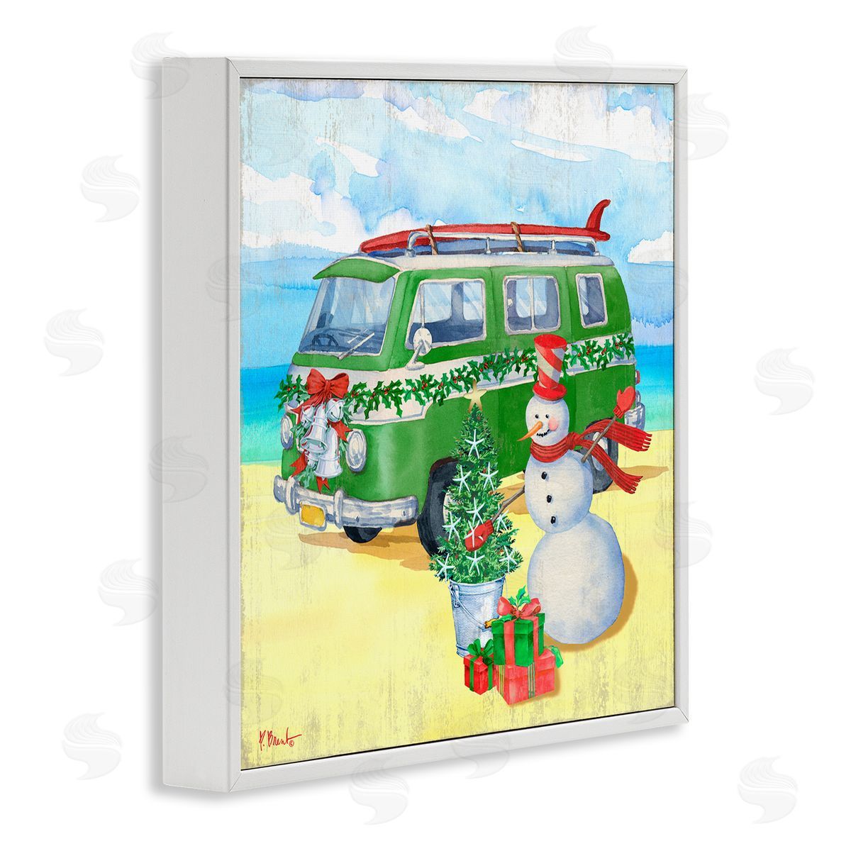 Paul Brent Nautical Christmas Holiday Beach White Framed Glicee Wall Art Print