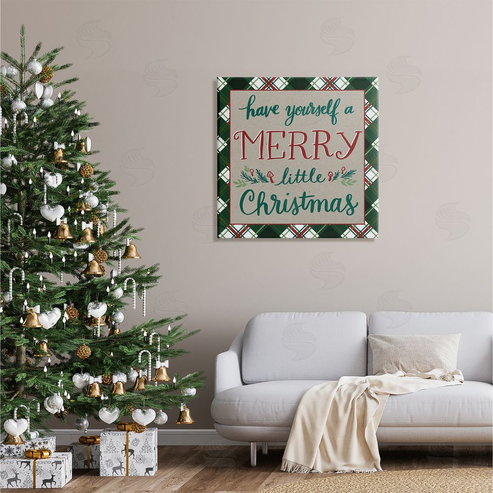 Amanda McGee Merry Little Christmas Plaid Holiday Canvas Wall Art in Room