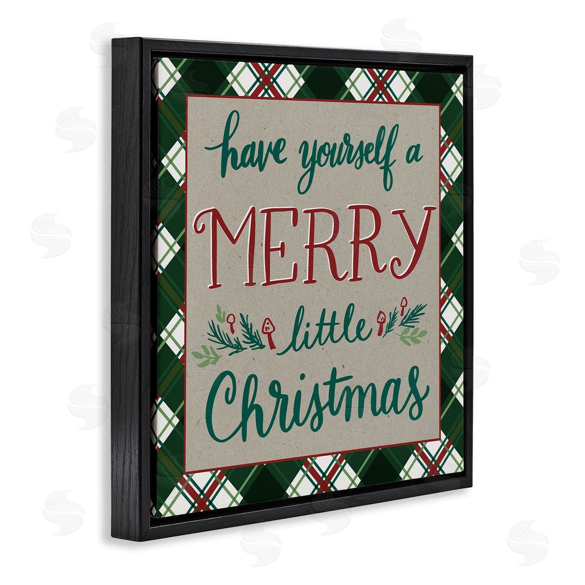Amanda McGee Merry Little Christmas Plaid Holiday Black Floating Frame Canvas Wall Art Print
