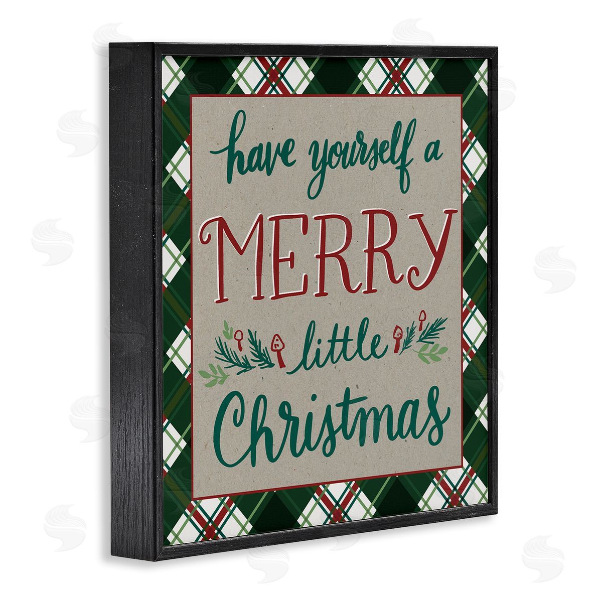 Amanda McGee Merry Little Christmas Plaid Holiday Black Framed Glicee Wall Art Print