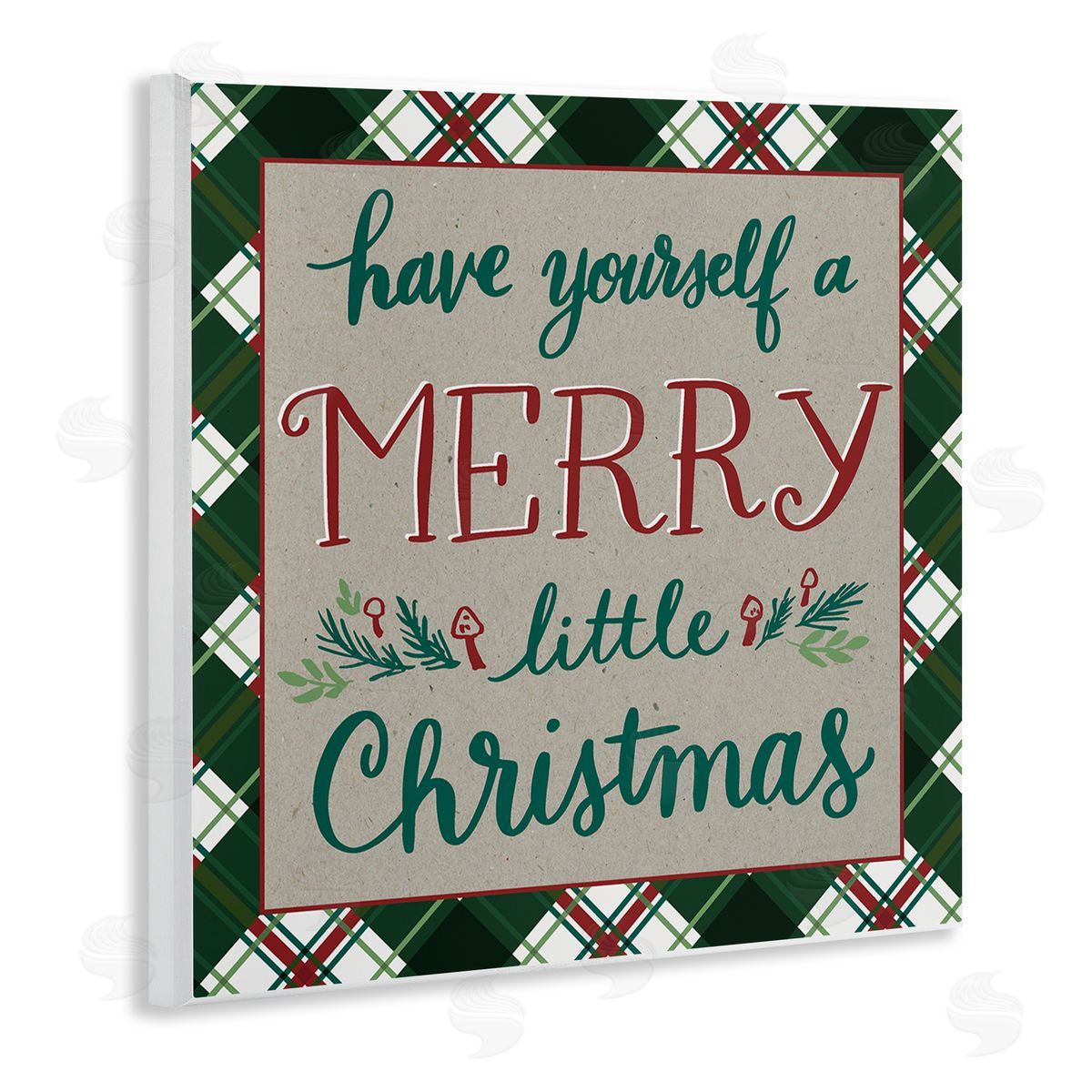 Amanda McGee Merry Little Christmas Plaid Holiday Wooden Wall Plaque Art Print