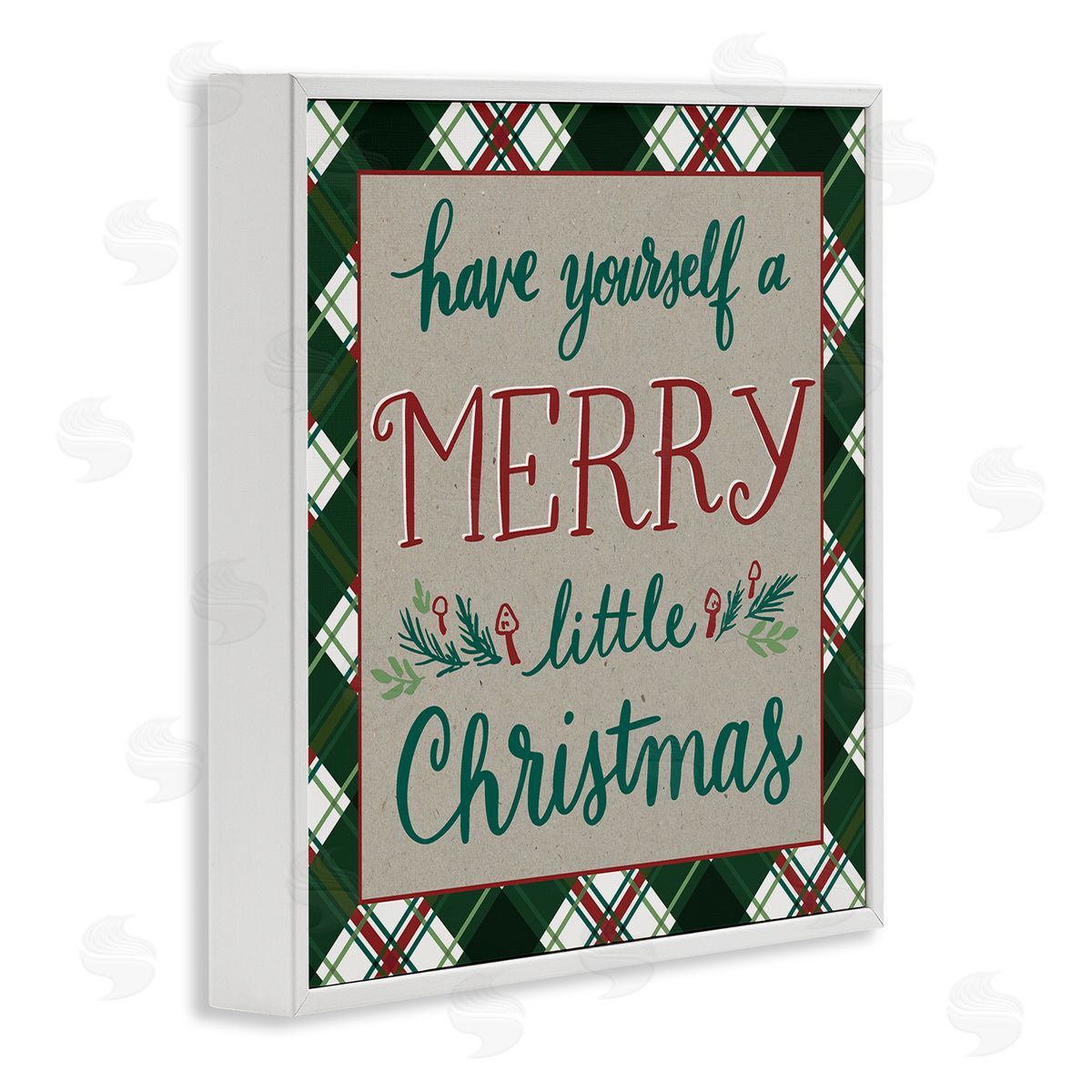 Amanda McGee Merry Little Christmas Plaid Holiday White Framed Glicee Wall Art Print