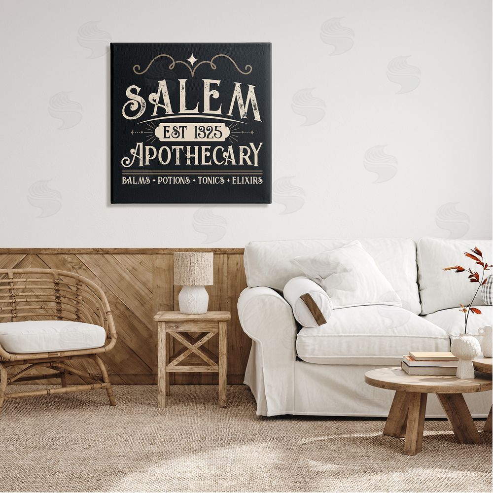 Angela Nickeas Salem Apothecary Vintage Witch Sign Canvas Wall Art in Room