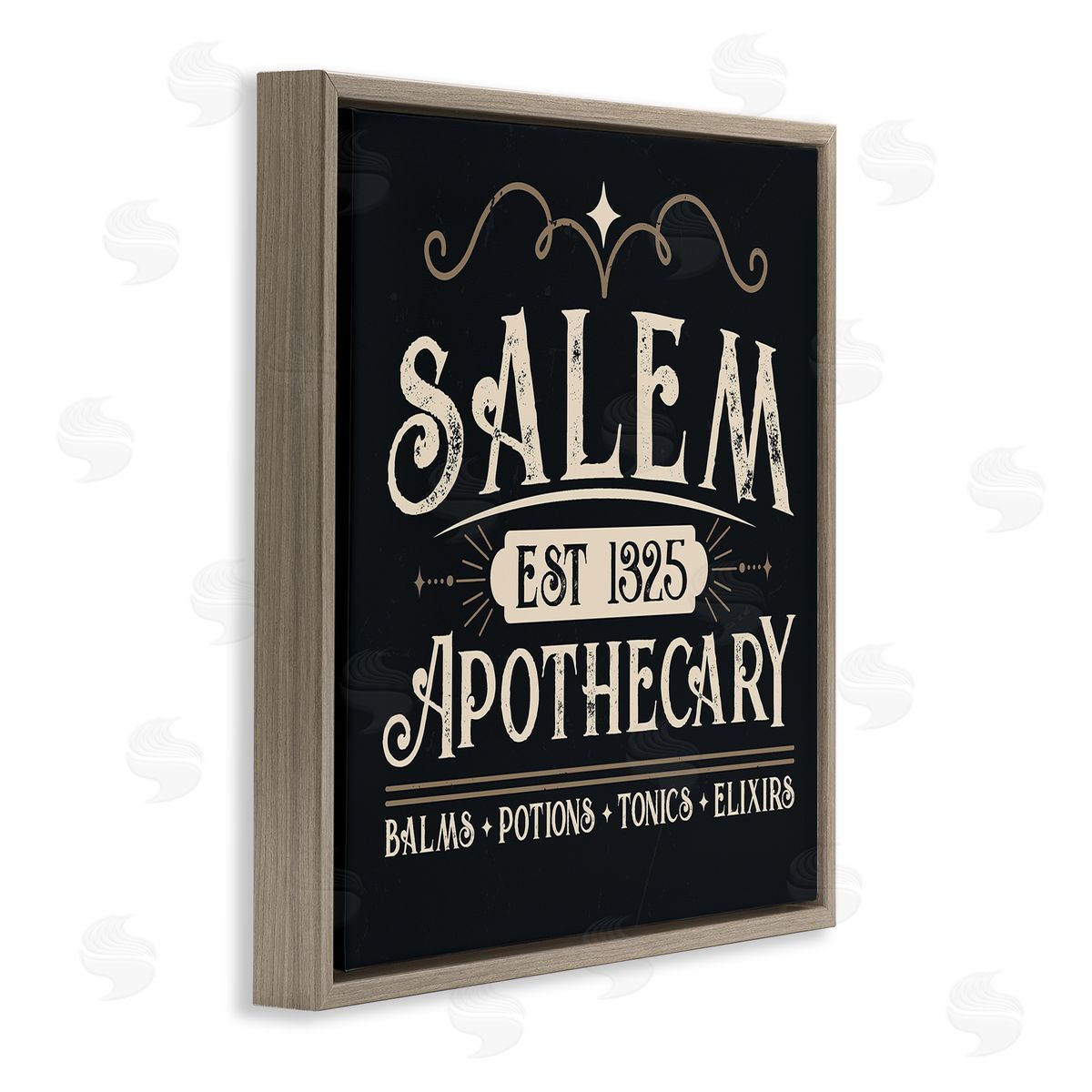 Angela Nickeas Salem Apothecary Vintage Witch Sign Brown Floating Frame Canvas Wall Art Print