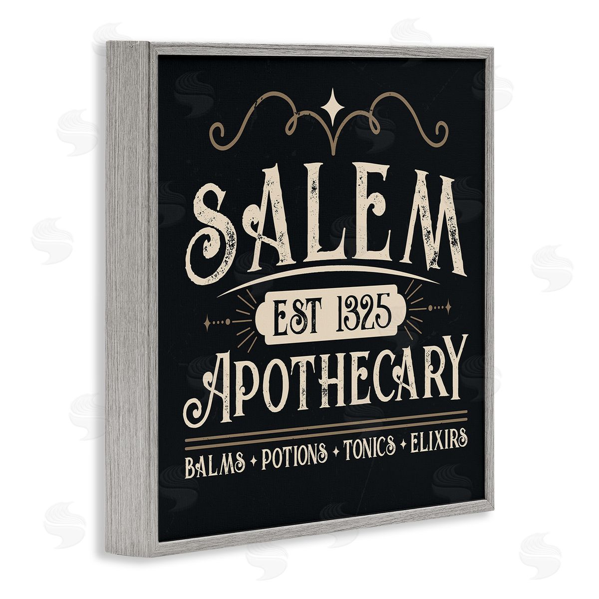 Angela Nickeas Salem Apothecary Vintage Witch Sign Gray Framed Glicee Wall Art Print