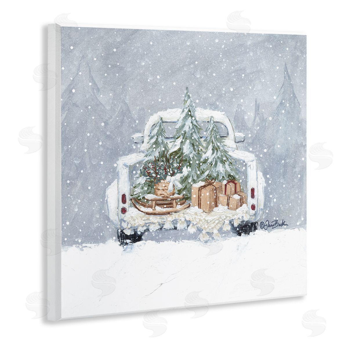 Sara Baker Winter Snow Holiday Gifts Wooden Wall Plaque Art Print