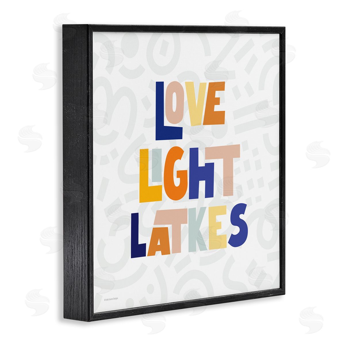 Lady Louise Designs Love Light Latkes Casual Hanukkah Black Framed Glicee Wall Art Print