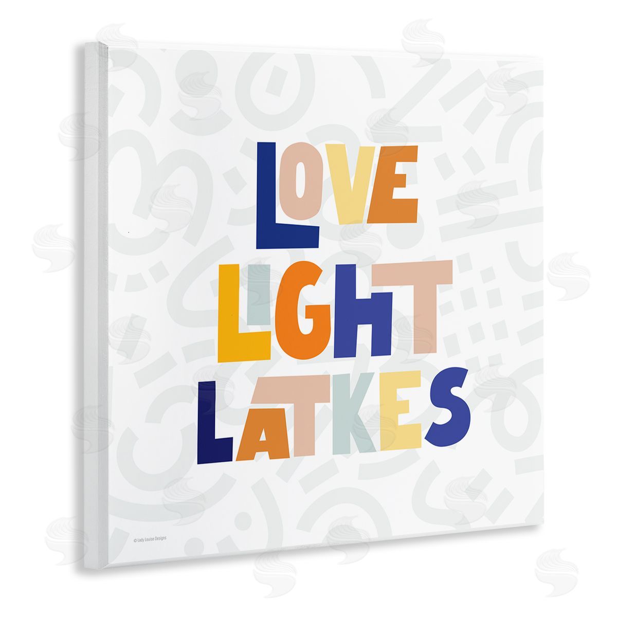 Lady Louise Designs Love Light Latkes Casual Hanukkah Wooden Wall Plaque Art Print