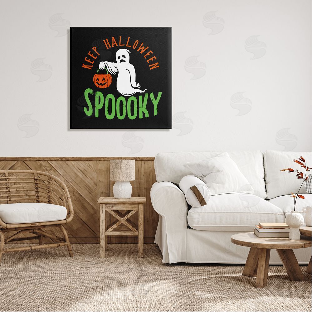 Buck Wear Keep Halloween Spooky Trick Or Treat Ghost Canvas Wall Art in Room