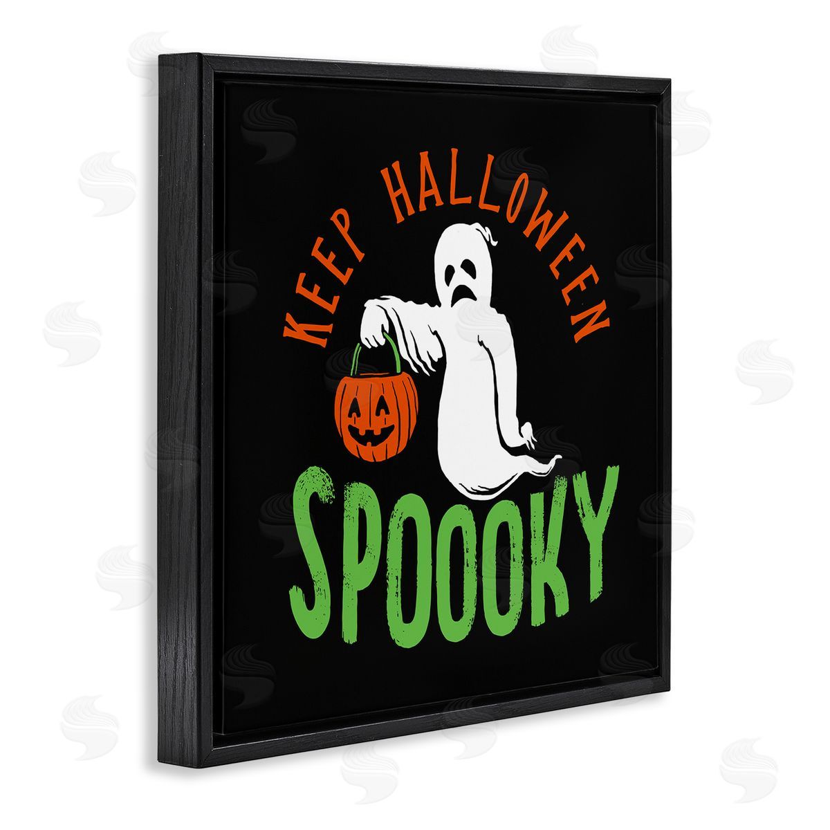 Buck Wear Keep Halloween Spooky Trick Or Treat Ghost Black Floating Frame Canvas Wall Art Print