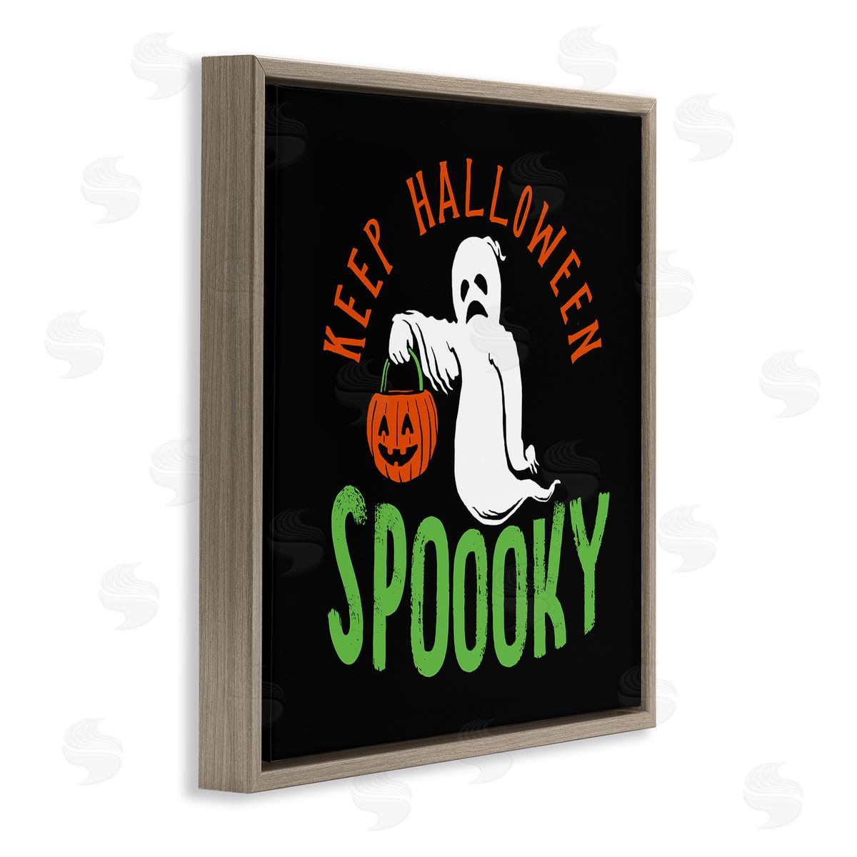 Buck Wear Keep Halloween Spooky Trick Or Treat Ghost Brown Floating Frame Canvas Wall Art Print