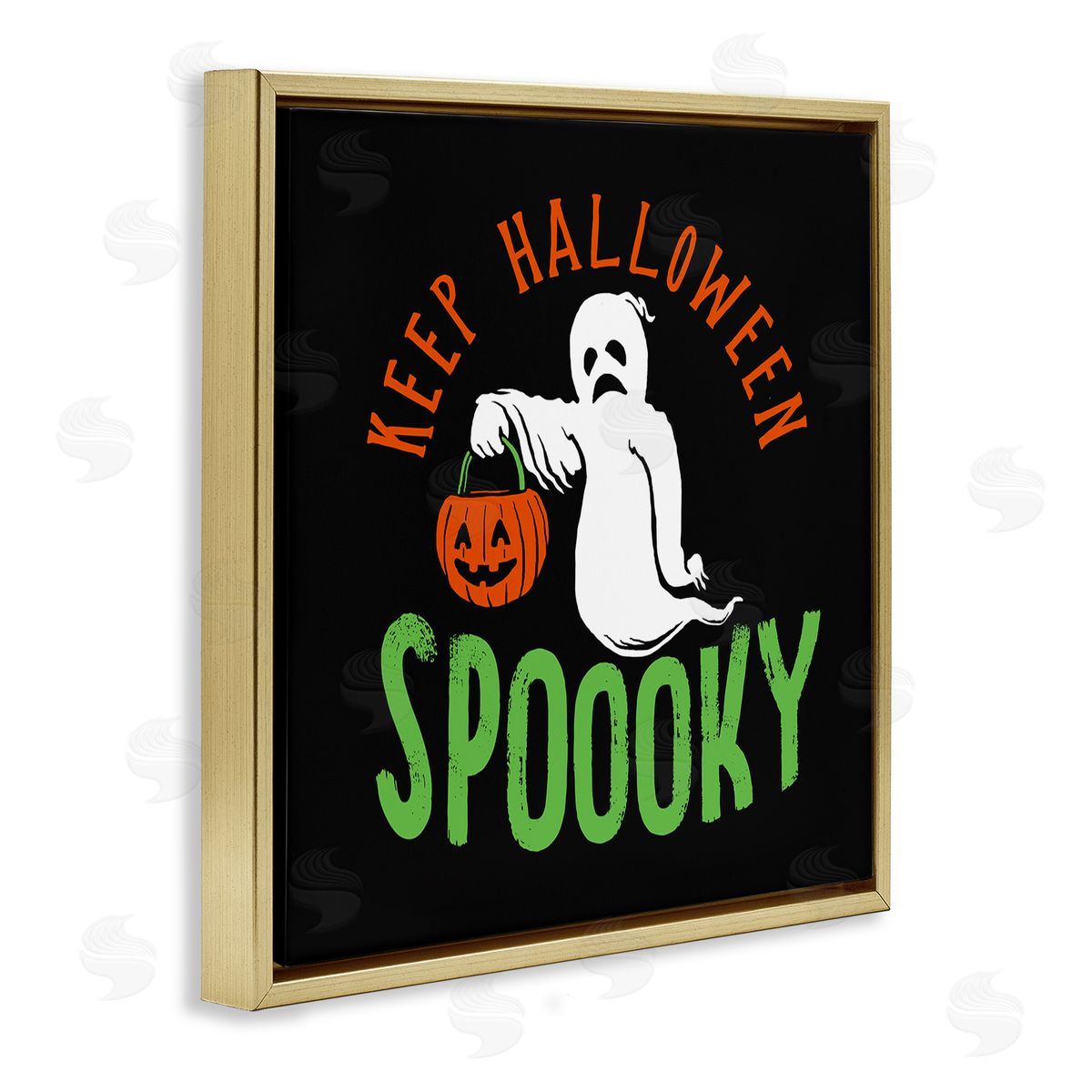 Buck Wear Keep Halloween Spooky Trick Or Treat Ghost Gold Floating Frame Canvas Wall Art Print