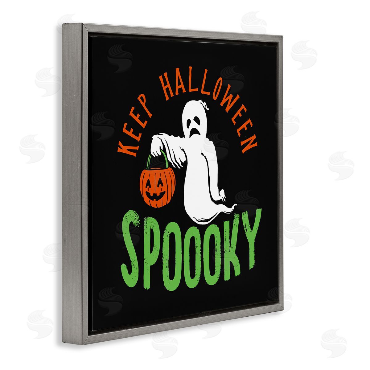Buck Wear Keep Halloween Spooky Trick Or Treat Ghost Gray Floating Frame Canvas Wall Art Print
