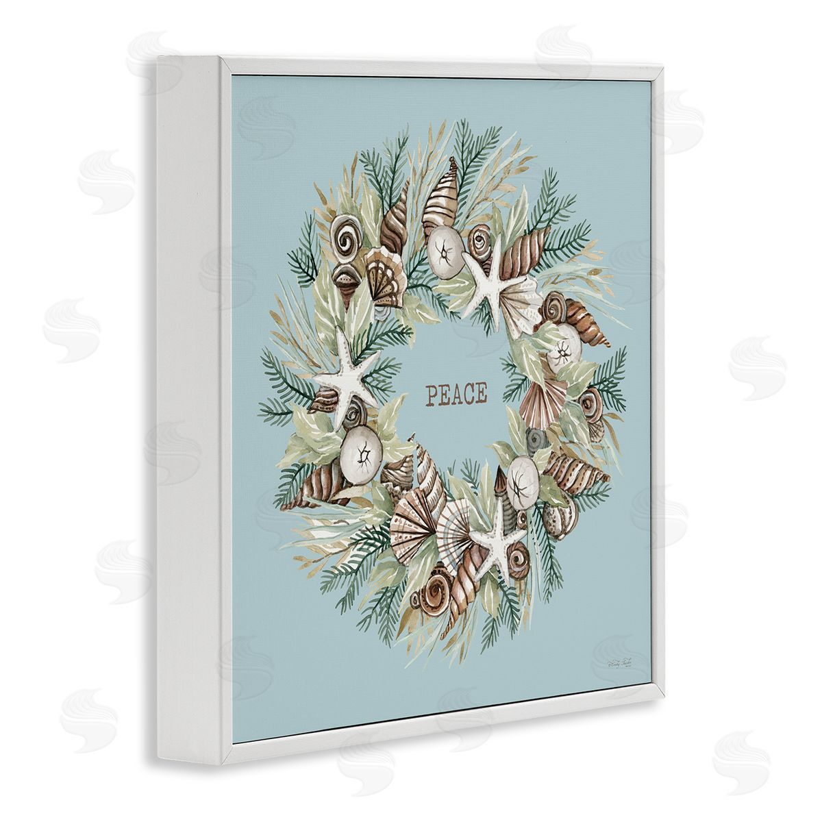 Cindy Jacobs Coastal Holiday Peace Wreath White Framed Glicee Wall Art Print