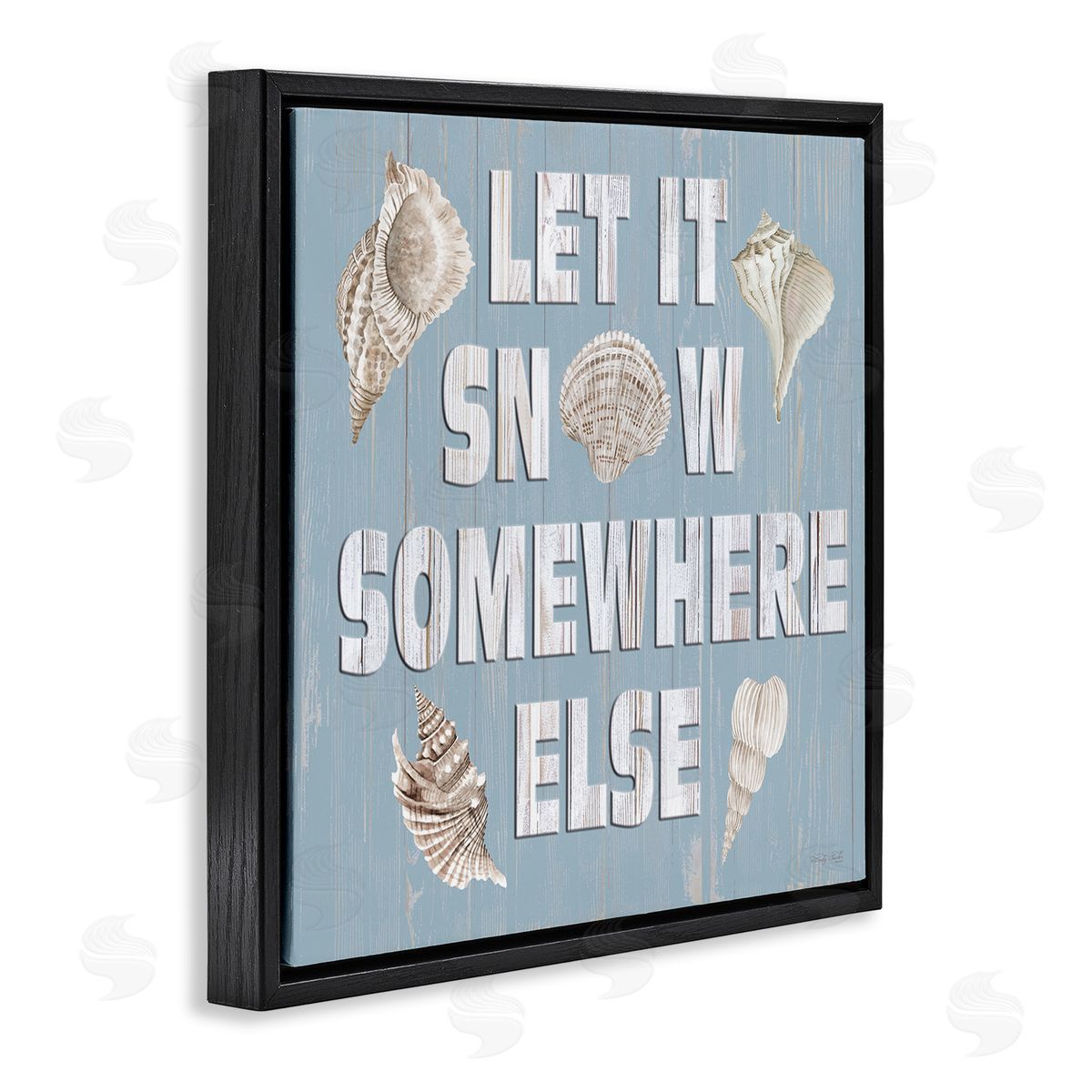 Cindy Jacobs Let It Snow Somewhere Else Seashells Black Floating Frame Canvas Wall Art Print