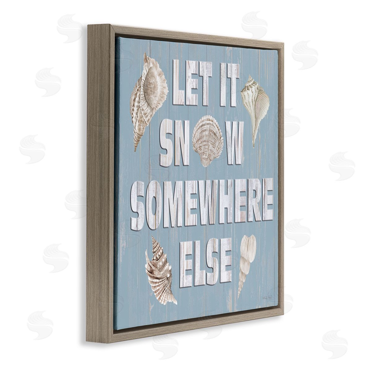 Cindy Jacobs Let It Snow Somewhere Else Seashells Brown Floating Frame Canvas Wall Art Print