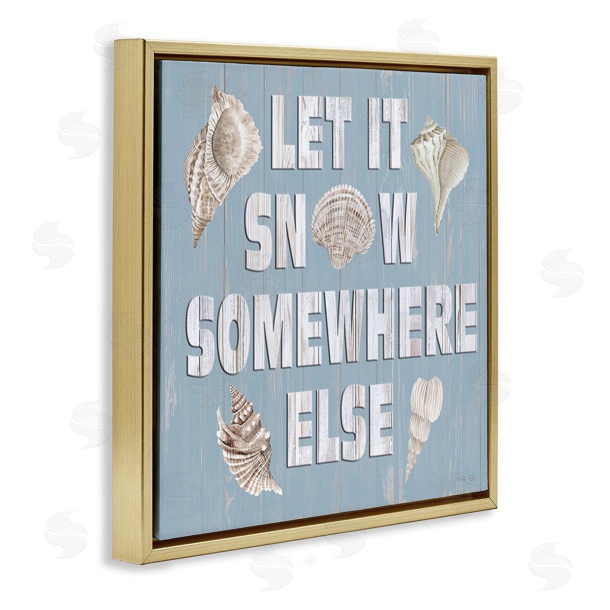 Cindy Jacobs Let It Snow Somewhere Else Seashells Gold Floating Frame Canvas Wall Art Print