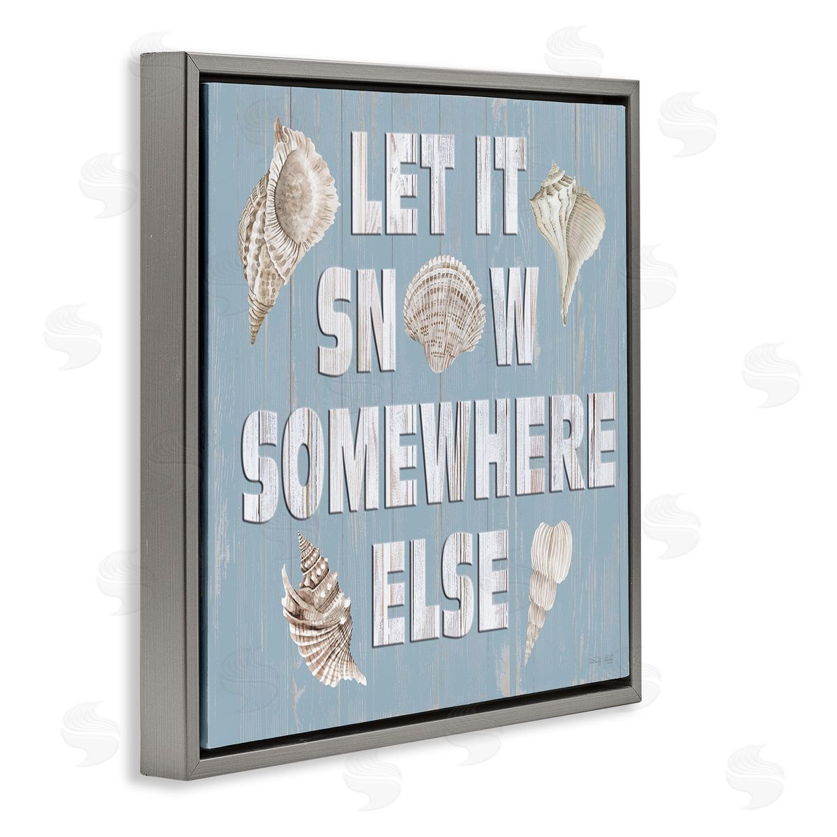Cindy Jacobs Let It Snow Somewhere Else Seashells Gray Floating Frame Canvas Wall Art Print