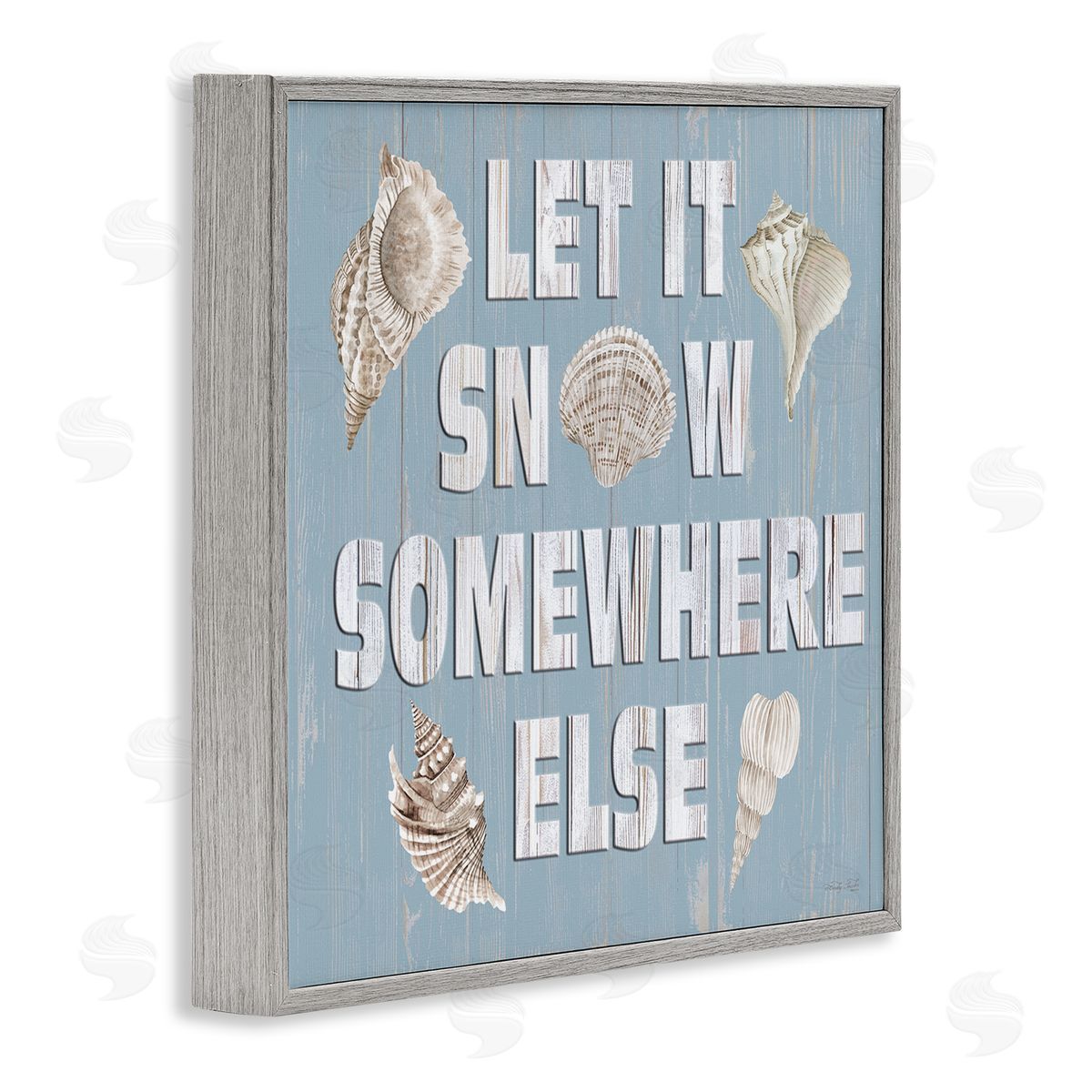 Cindy Jacobs Let It Snow Somewhere Else Seashells Gray Framed Glicee Wall Art Print