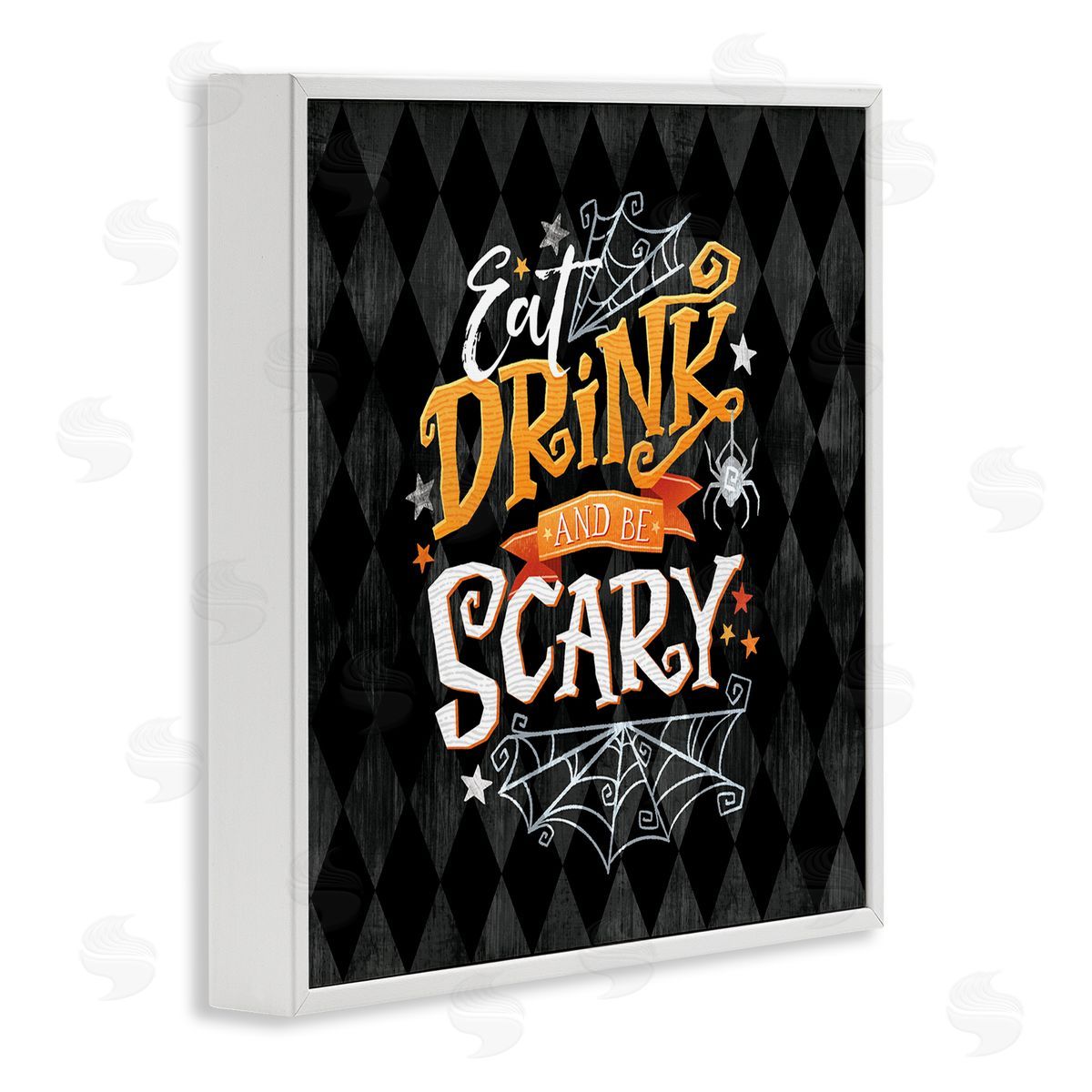 Courtney Morgenstern Eat Drink Be Scary Halloween Pattern White Framed Glicee Wall Art Print