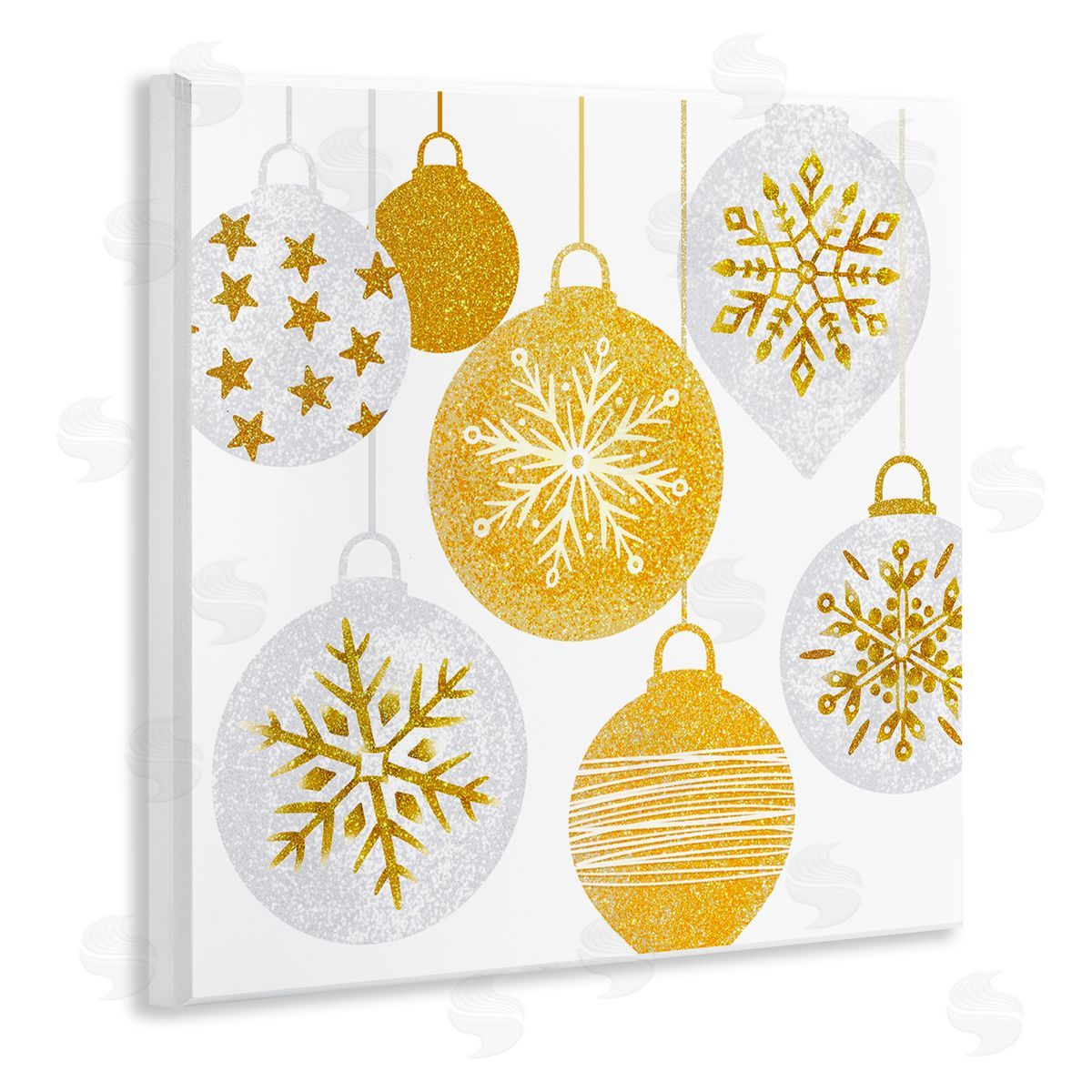 Ziwei Li Glimmering Hanging Christmas Baubles Wooden Wall Plaque Art Print