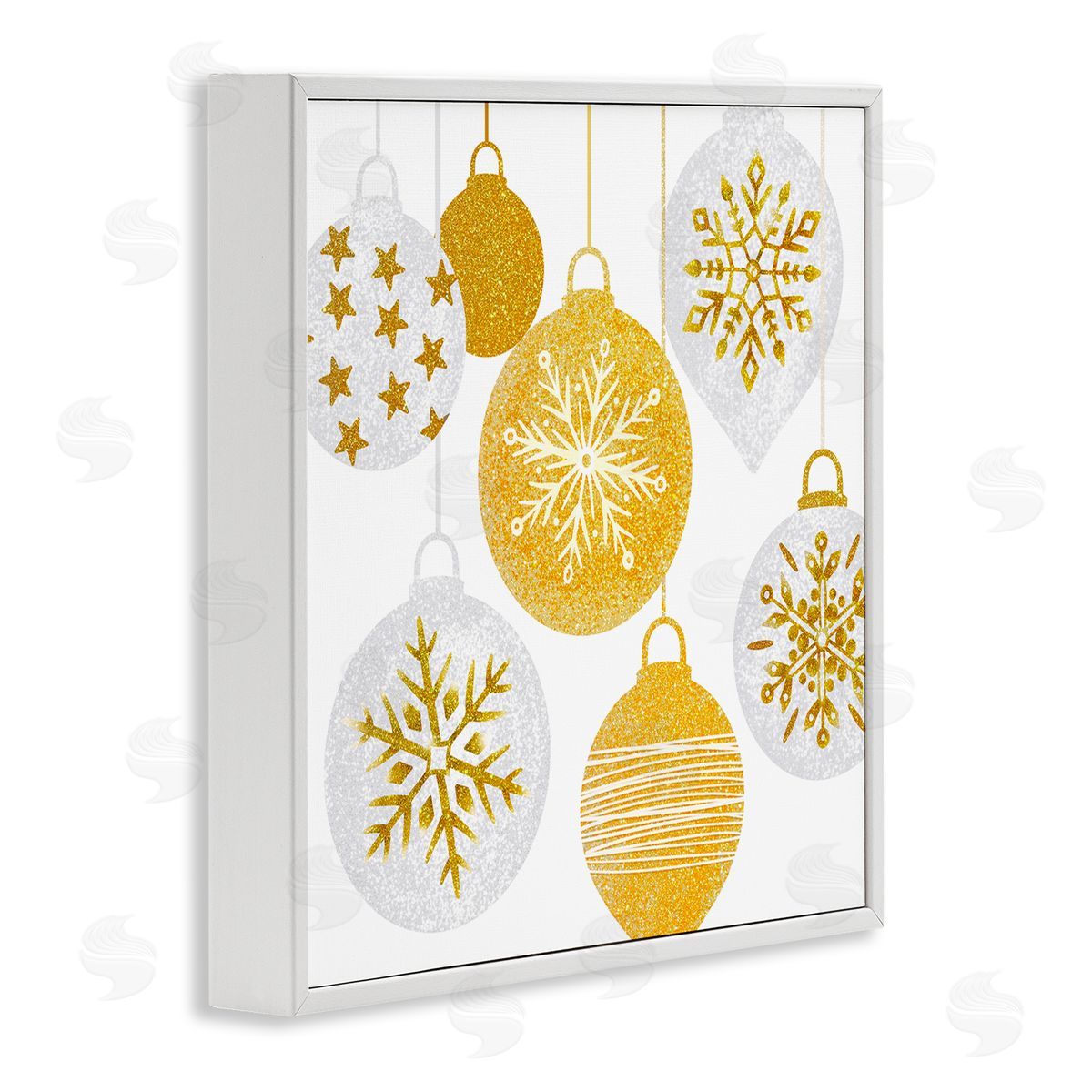 Ziwei Li Glimmering Hanging Christmas Baubles White Framed Glicee Wall Art Print