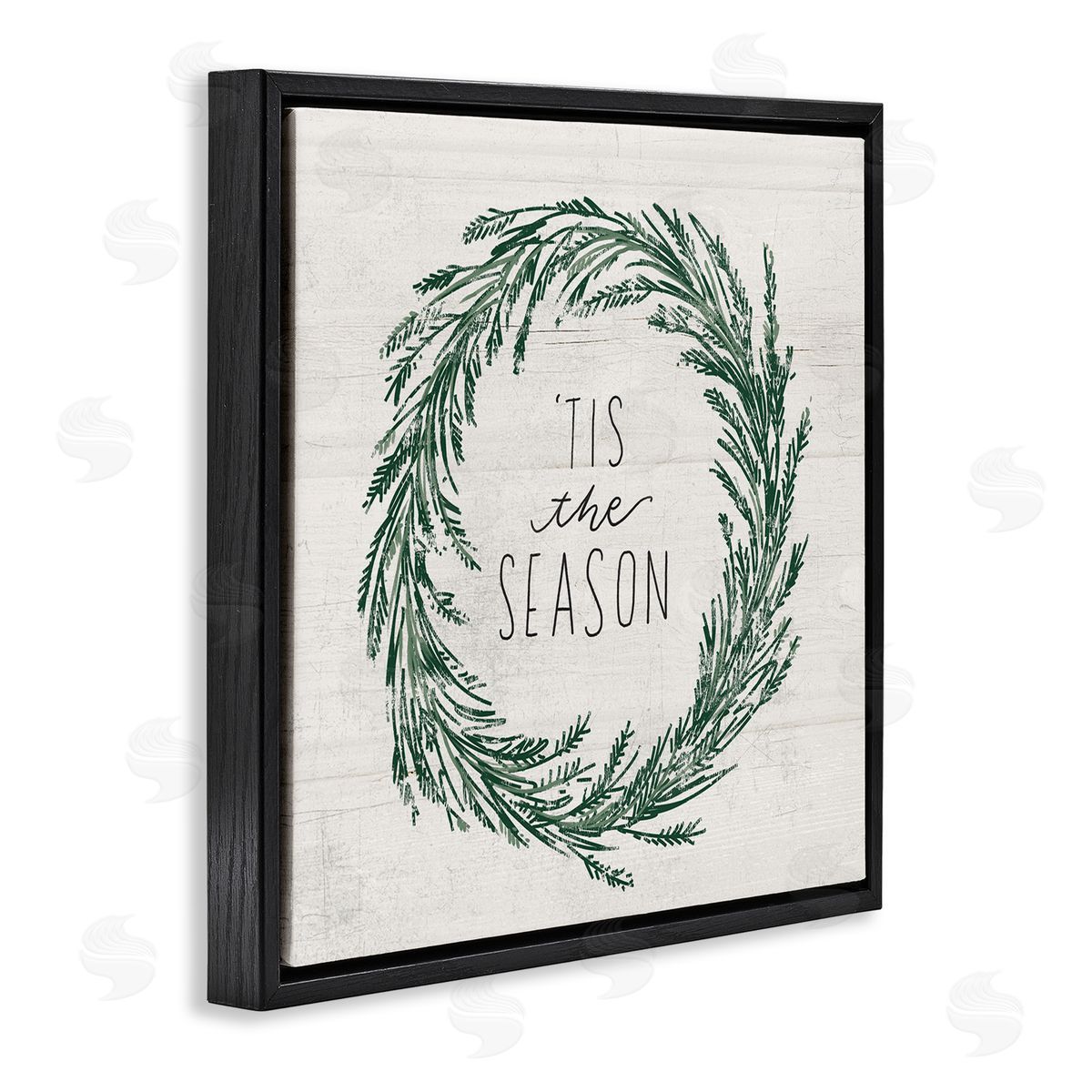 Loni Harris Tis The Season Holiday Wreath Black Floating Frame Canvas Wall Art Print