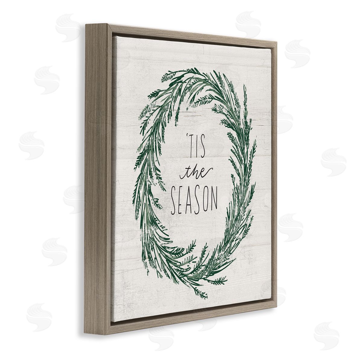 Loni Harris Tis The Season Holiday Wreath Brown Floating Frame Canvas Wall Art Print