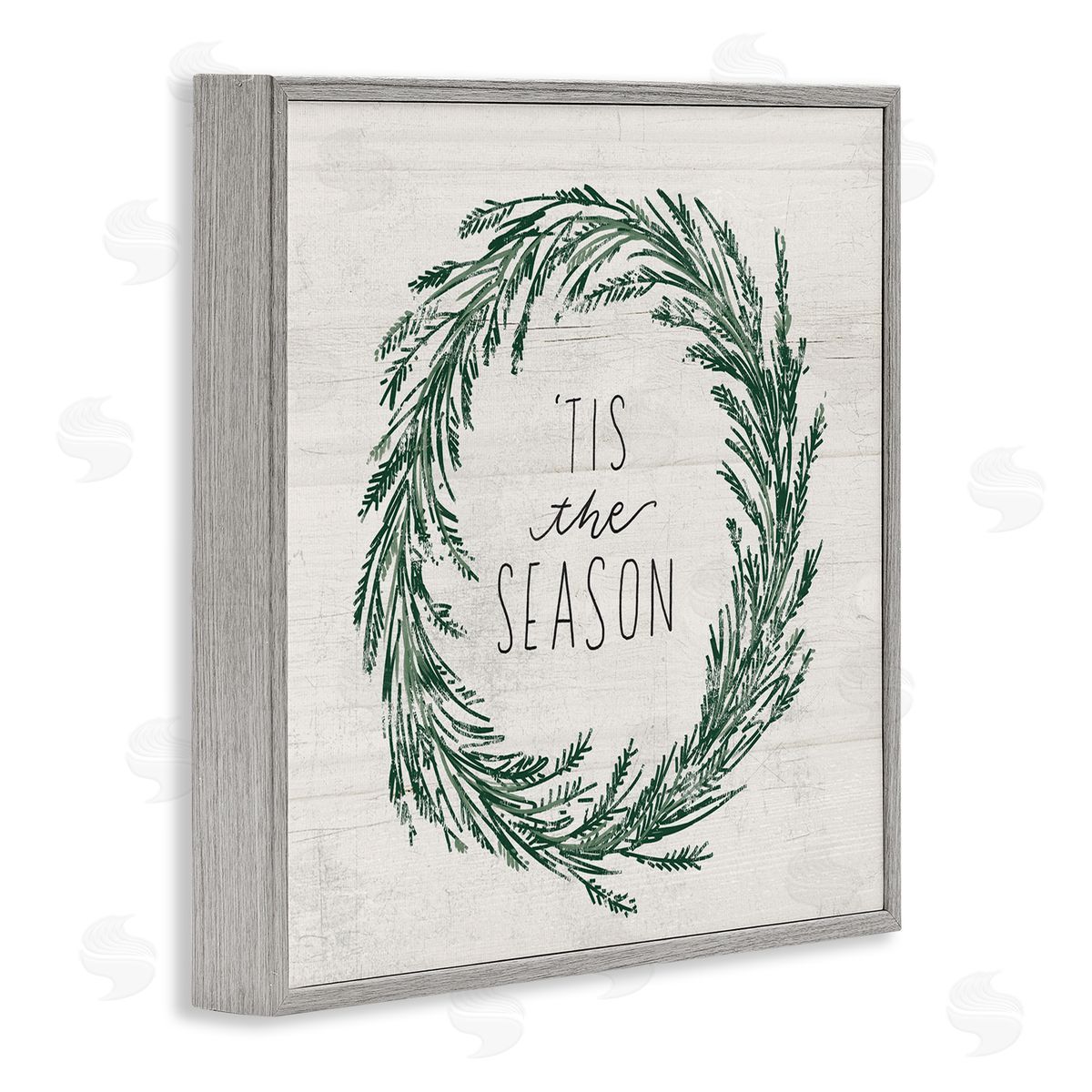 Loni Harris Tis The Season Holiday Wreath Gray Framed Glicee Wall Art Print