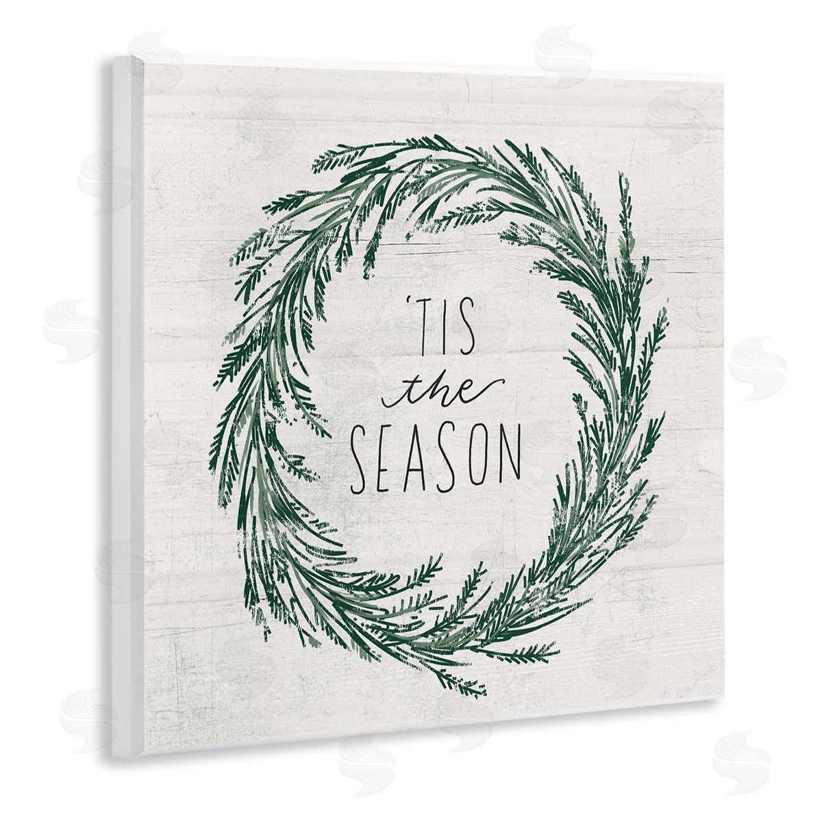 Loni Harris Tis The Season Holiday Wreath Wooden Wall Plaque Art Print