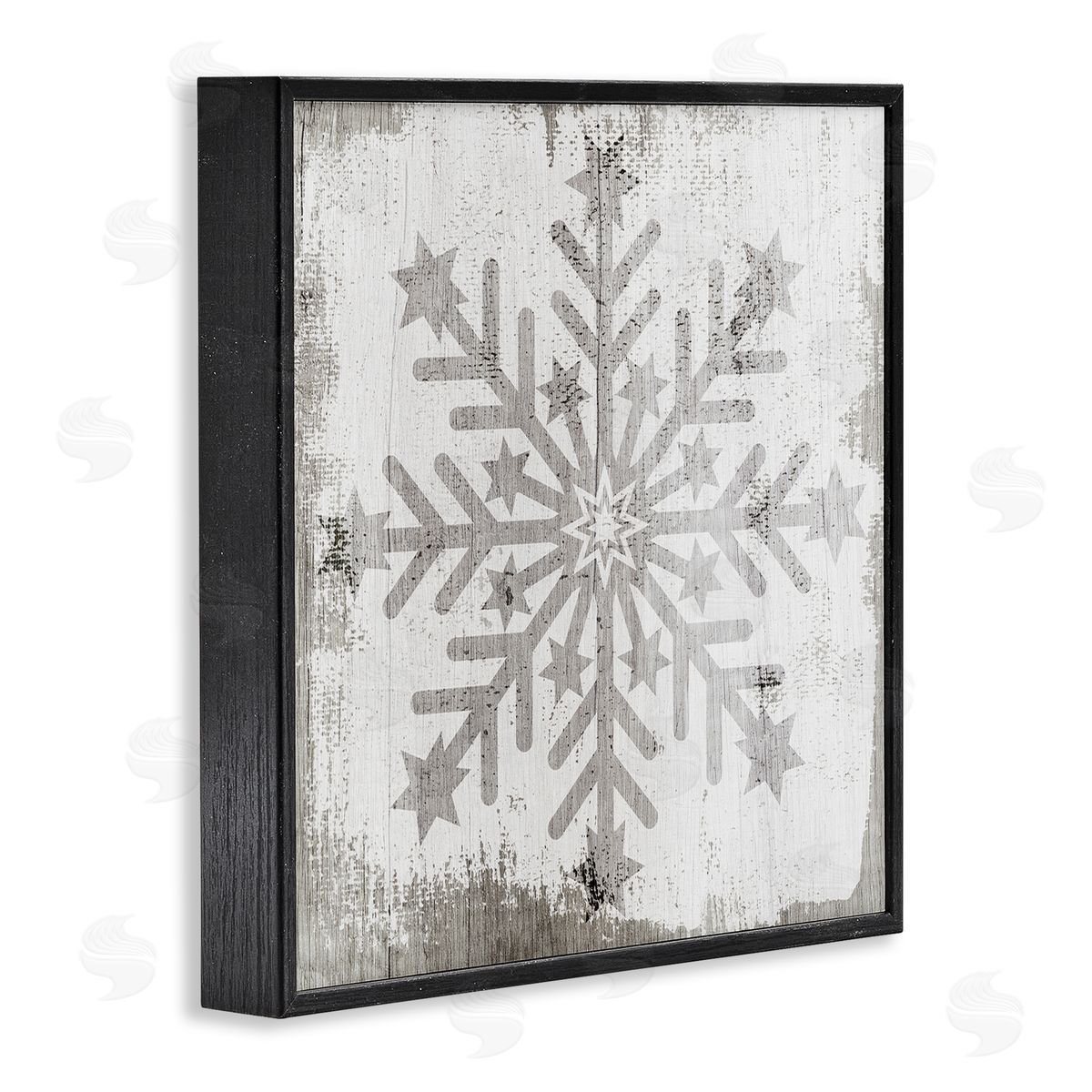 Winter Snowflake Distressed Pattern Black Frame Print Wall Art, Home Decor by Stupell Studio