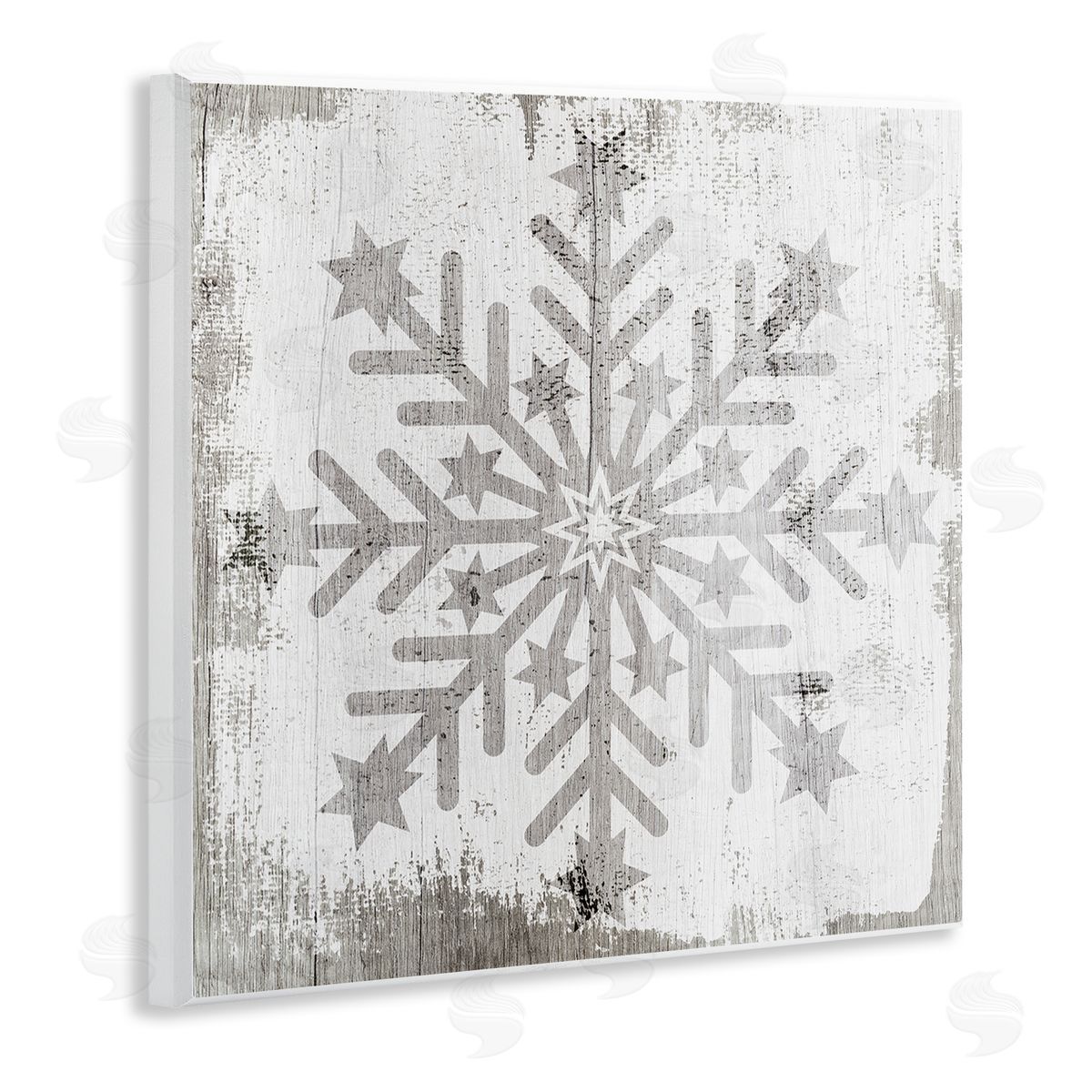 Winter Snowflake Distressed Pattern Wood Plaque Wall Art, Home Decor by Stupell Studio