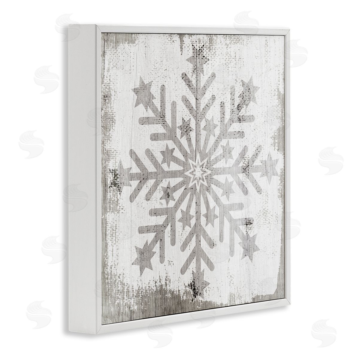 Winter Snowflake Distressed Pattern White Frame Print Wall Art, Home Decor by Stupell Studio
