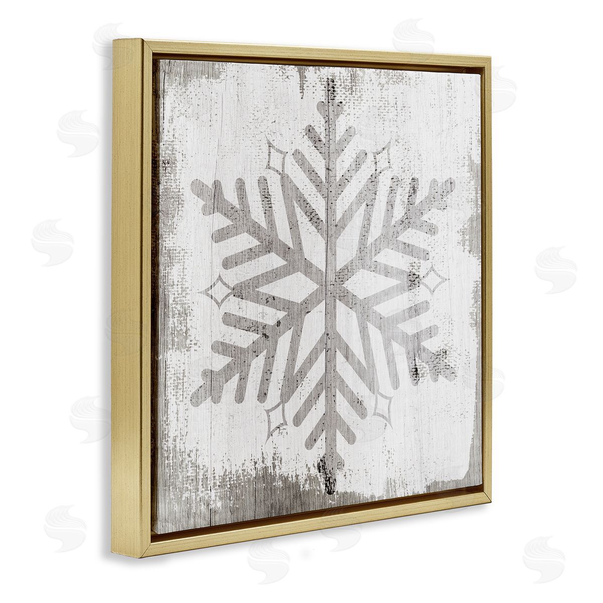 Winter Nature Snowflake Shape Gold Floating Frame Canvas Wall Art, Home Decor by Stupell Studio