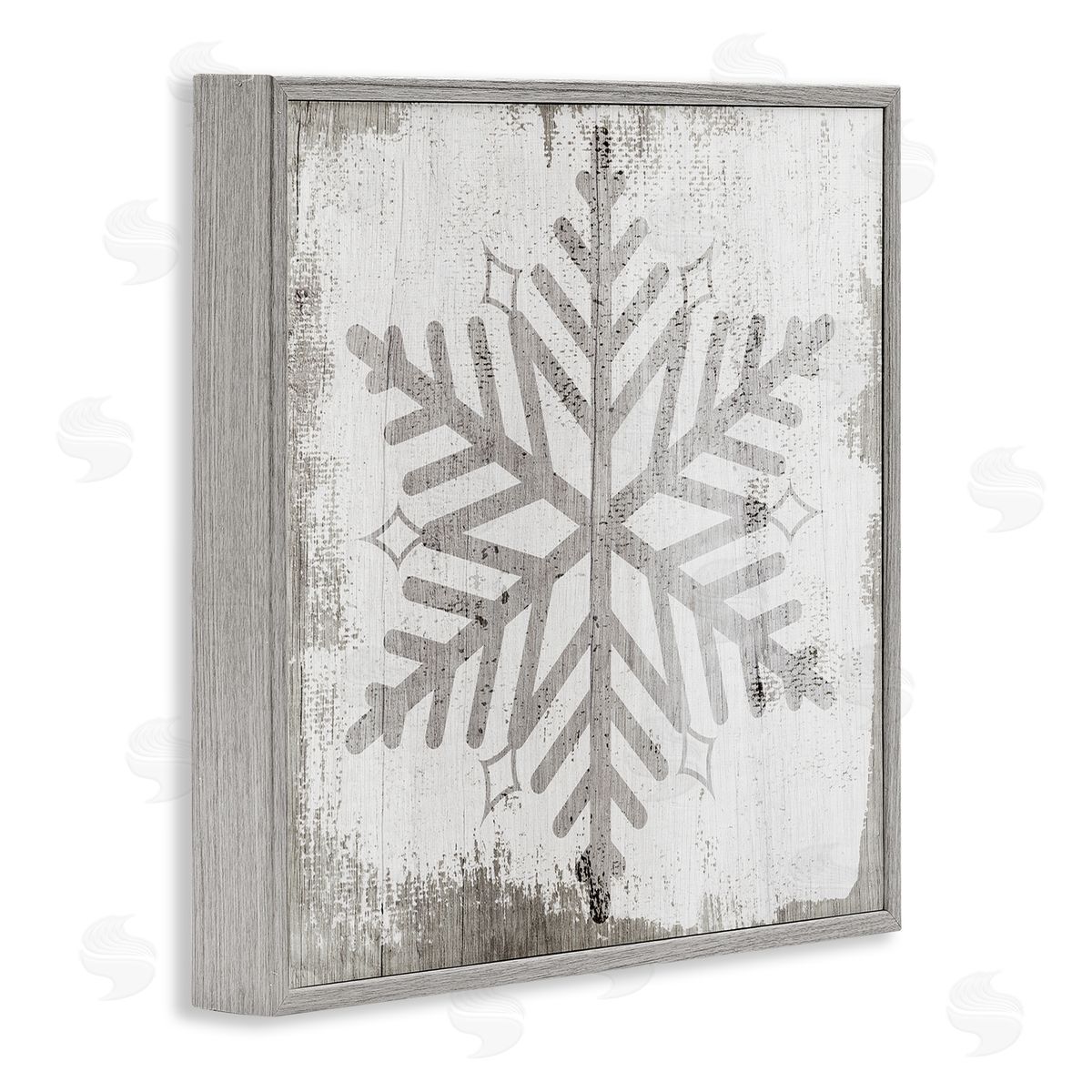 Winter Nature Snowflake Shape Grey Frame Print Wall Art, Home Decor by Stupell Studio