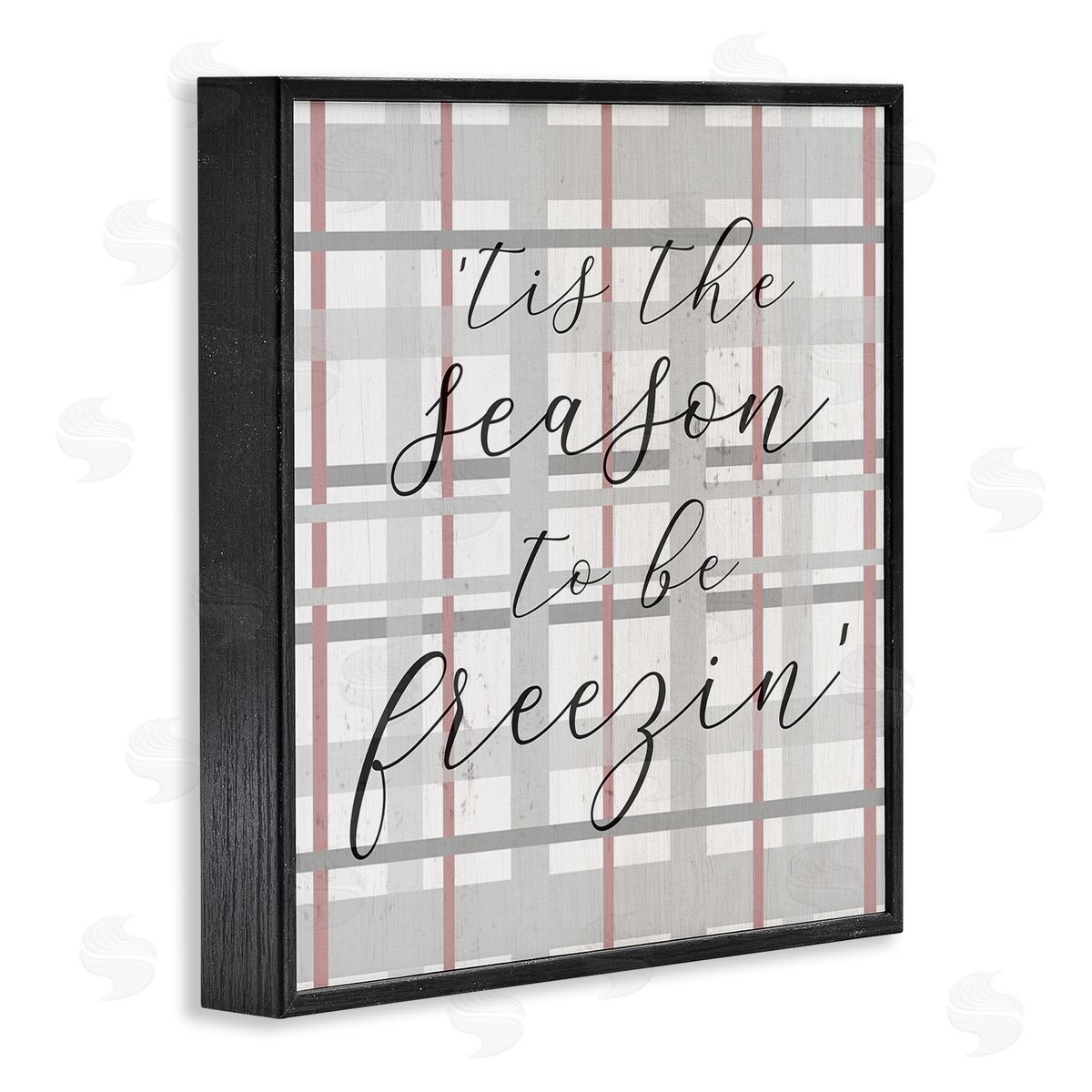 Stupell Studio 'Tis The Season To Be Freezin' Winter Plaid Black Framed Glicee Wall Art Print