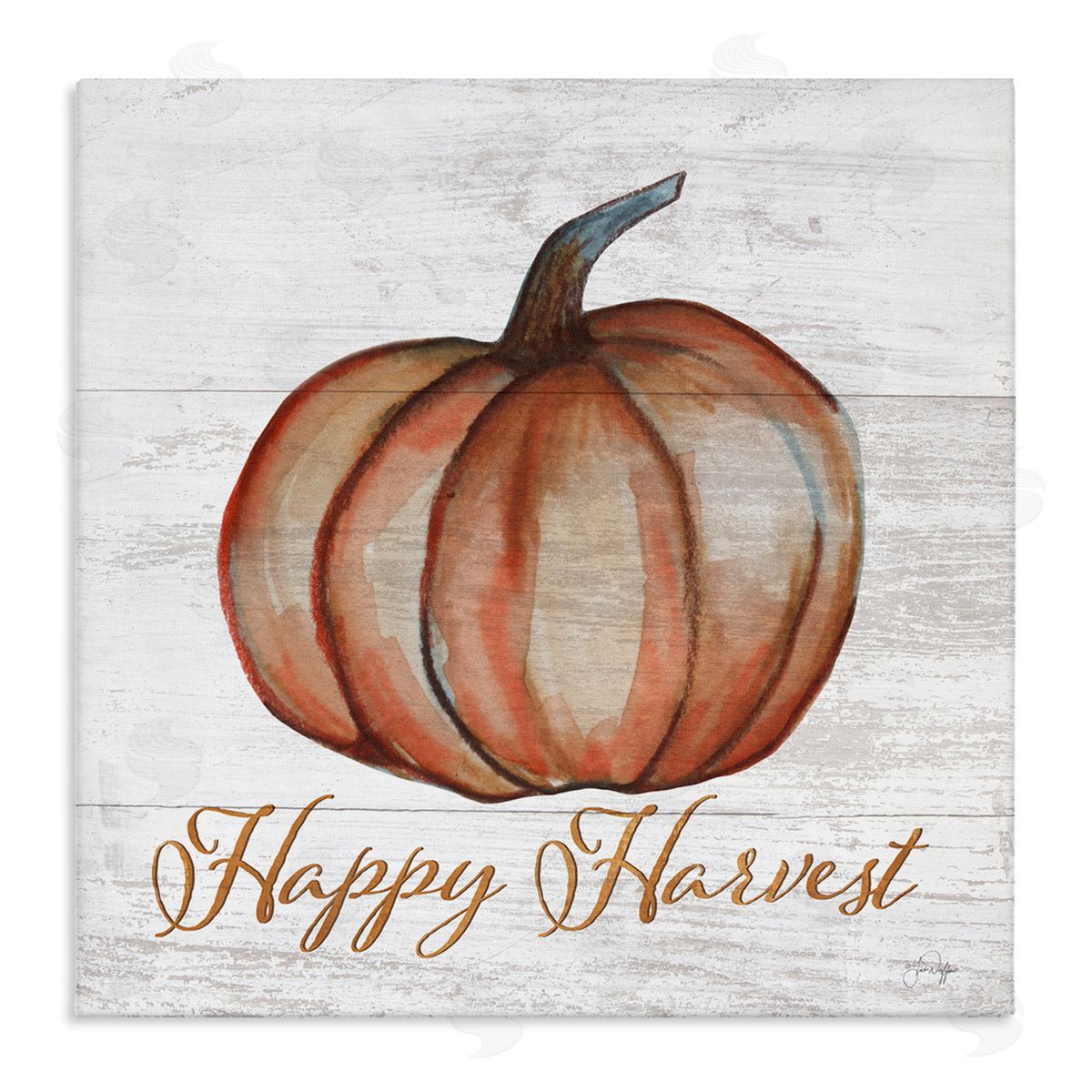 Yass Naffas Designs Happy Harvest Pumpkin Country Rustic Stretched Canvas Wall Art Print