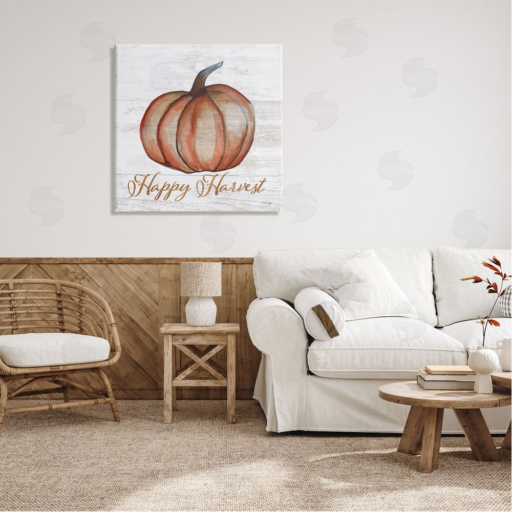 Yass Naffas Designs Happy Harvest Pumpkin Country Rustic Canvas Wall Art in Room