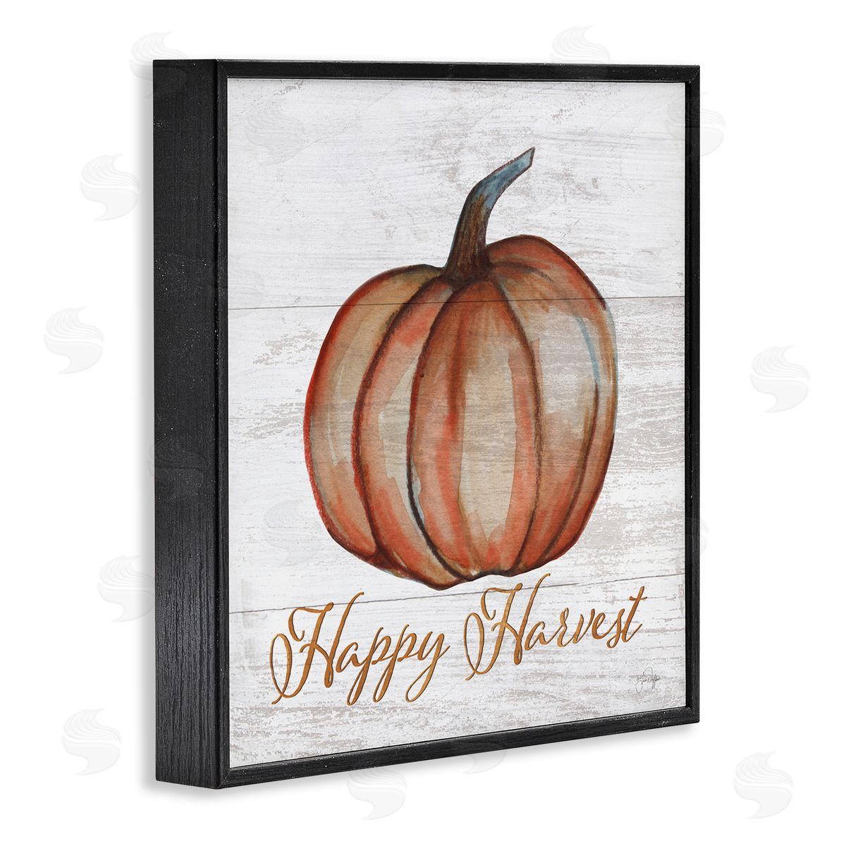 Yass Naffas Designs Happy Harvest Pumpkin Country Rustic Black Framed Glicee Wall Art Print
