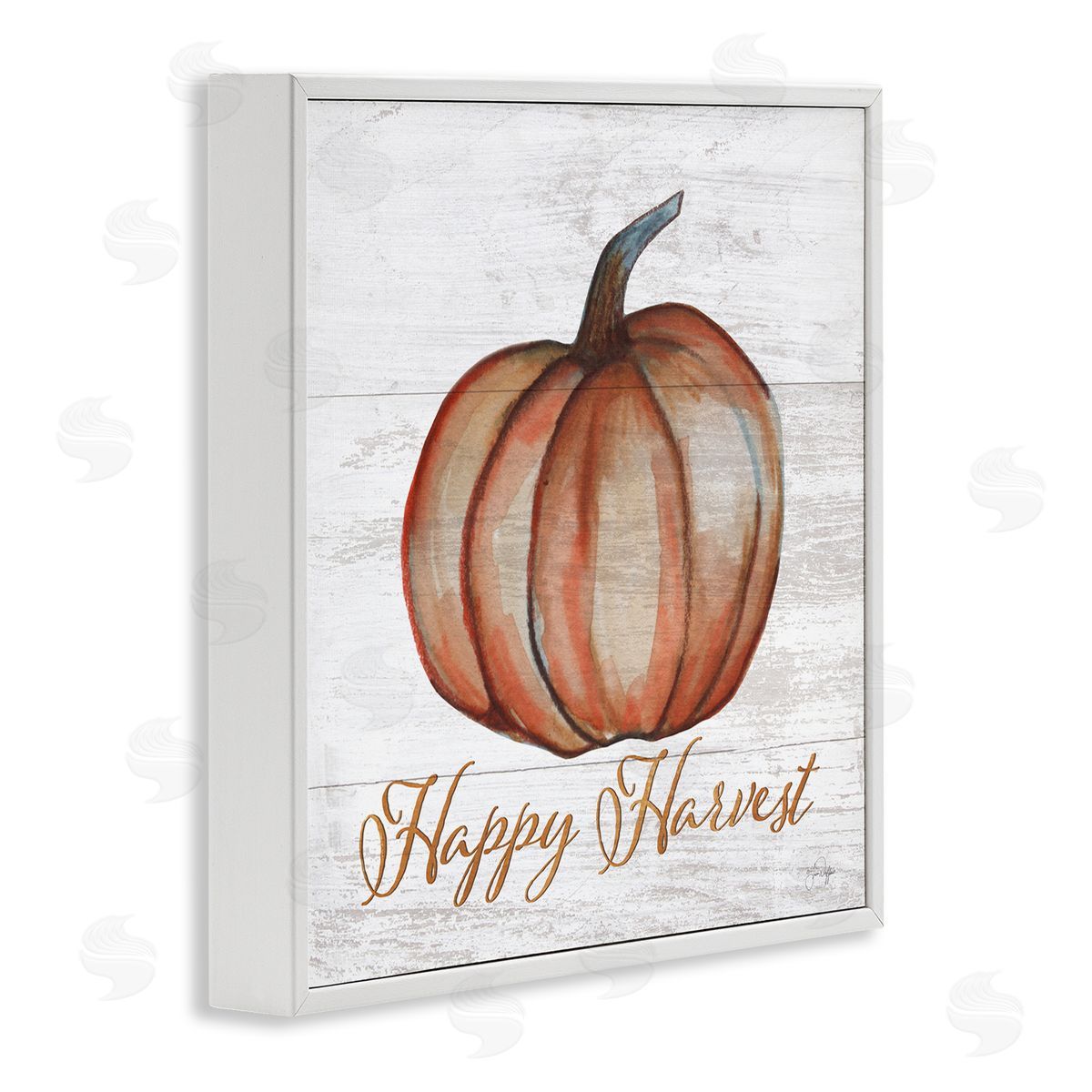 Yass Naffas Designs Happy Harvest Pumpkin Country Rustic White Framed Glicee Wall Art Print