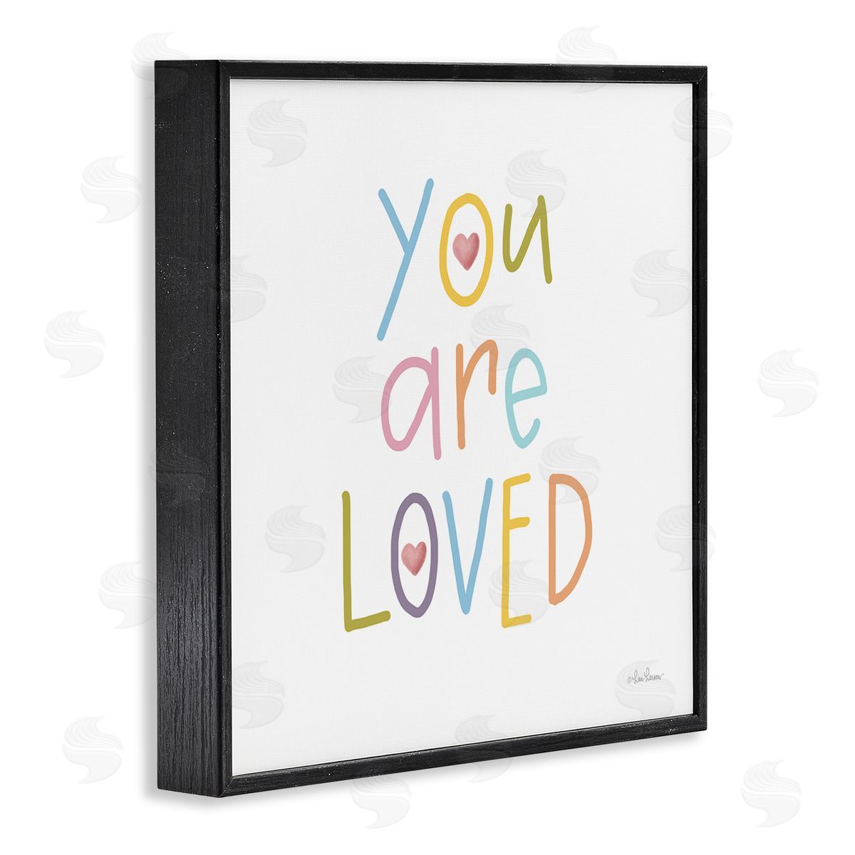 Lisa Larson You Are Loved Soft Rainbow Hearts Black Framed Glicee Wall Art Print