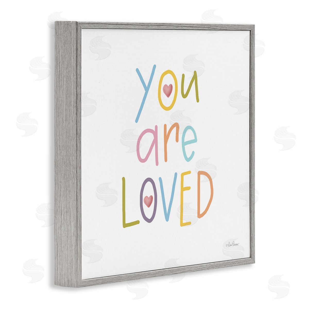 Lisa Larson You Are Loved Soft Rainbow Hearts Gray Framed Glicee Wall Art Print
