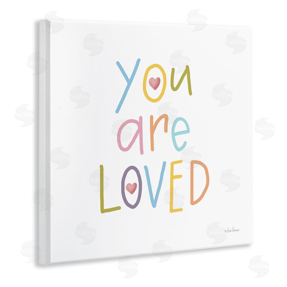 Lisa Larson You Are Loved Soft Rainbow Hearts Wooden Wall Plaque Art Print
