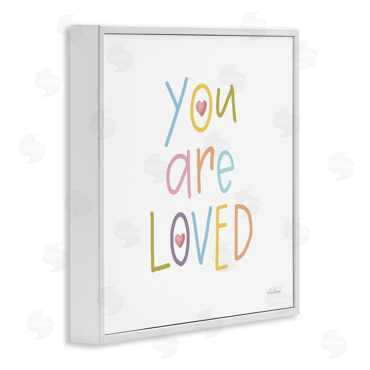 Lisa Larson You Are Loved Soft Rainbow Hearts White Framed Glicee Wall Art Print