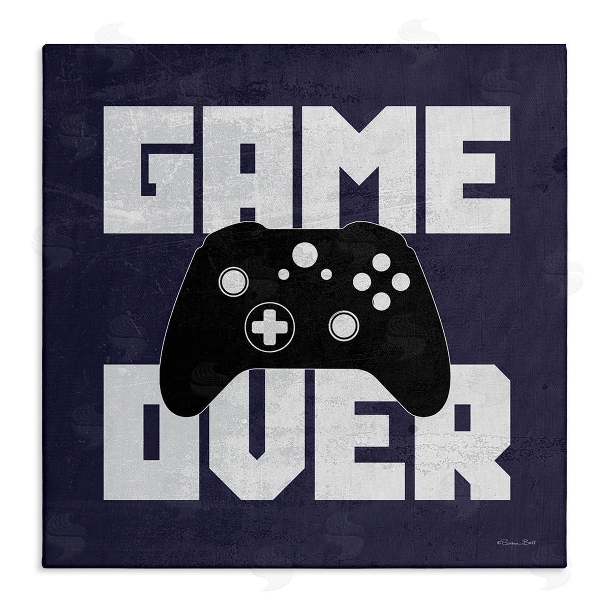 Susan Ball Game Over Blue Controller Phrase Stretched Canvas Wall Art Print