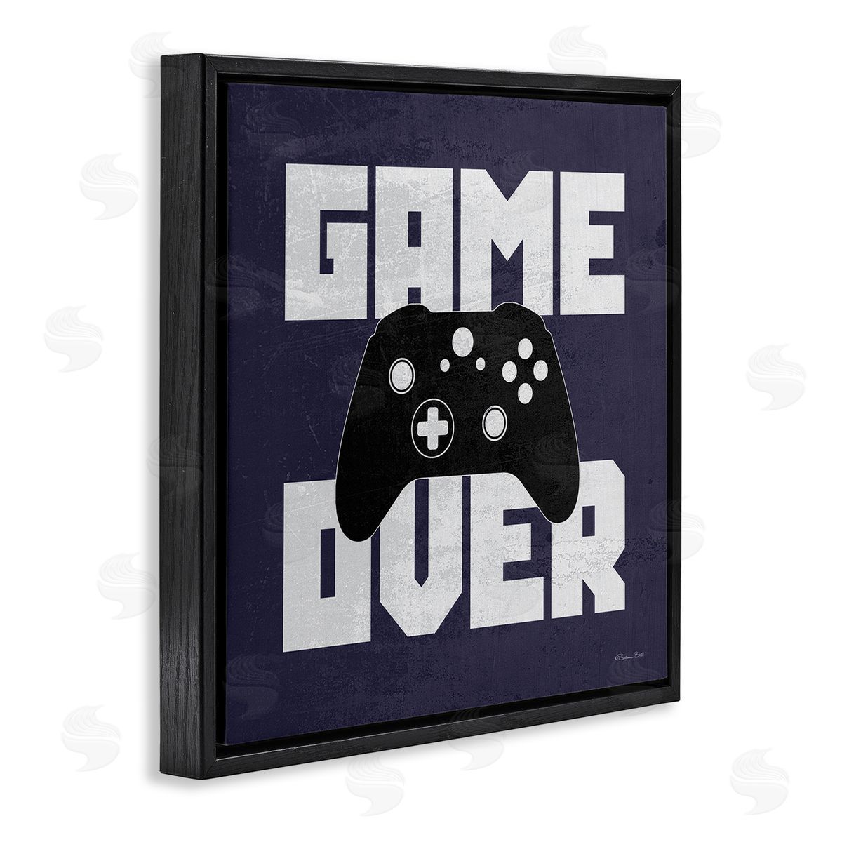 Susan Ball Game Over Blue Controller Phrase Black Floating Frame Canvas Wall Art Print