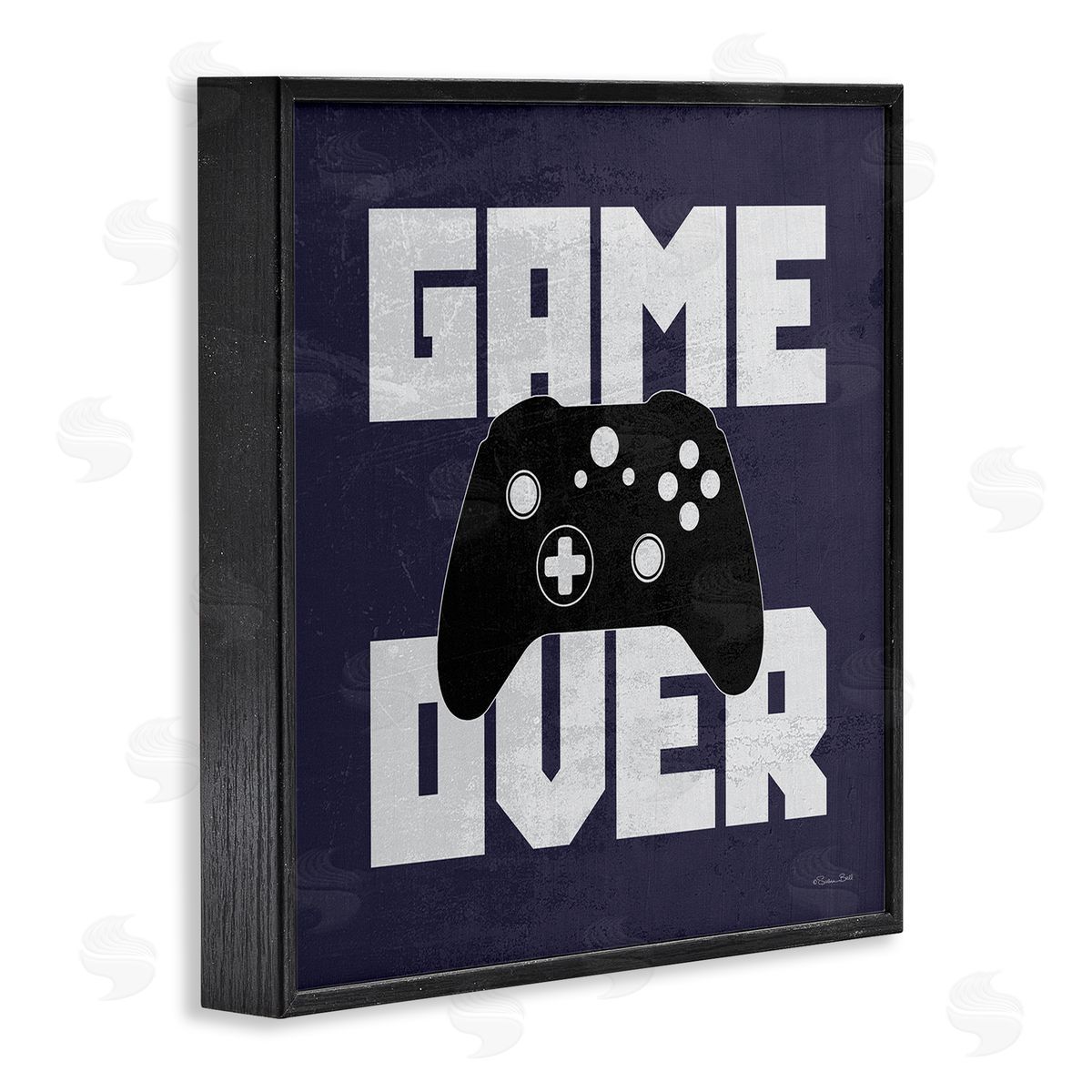 Susan Ball Game Over Blue Controller Phrase Black Framed Glicee Wall Art Print